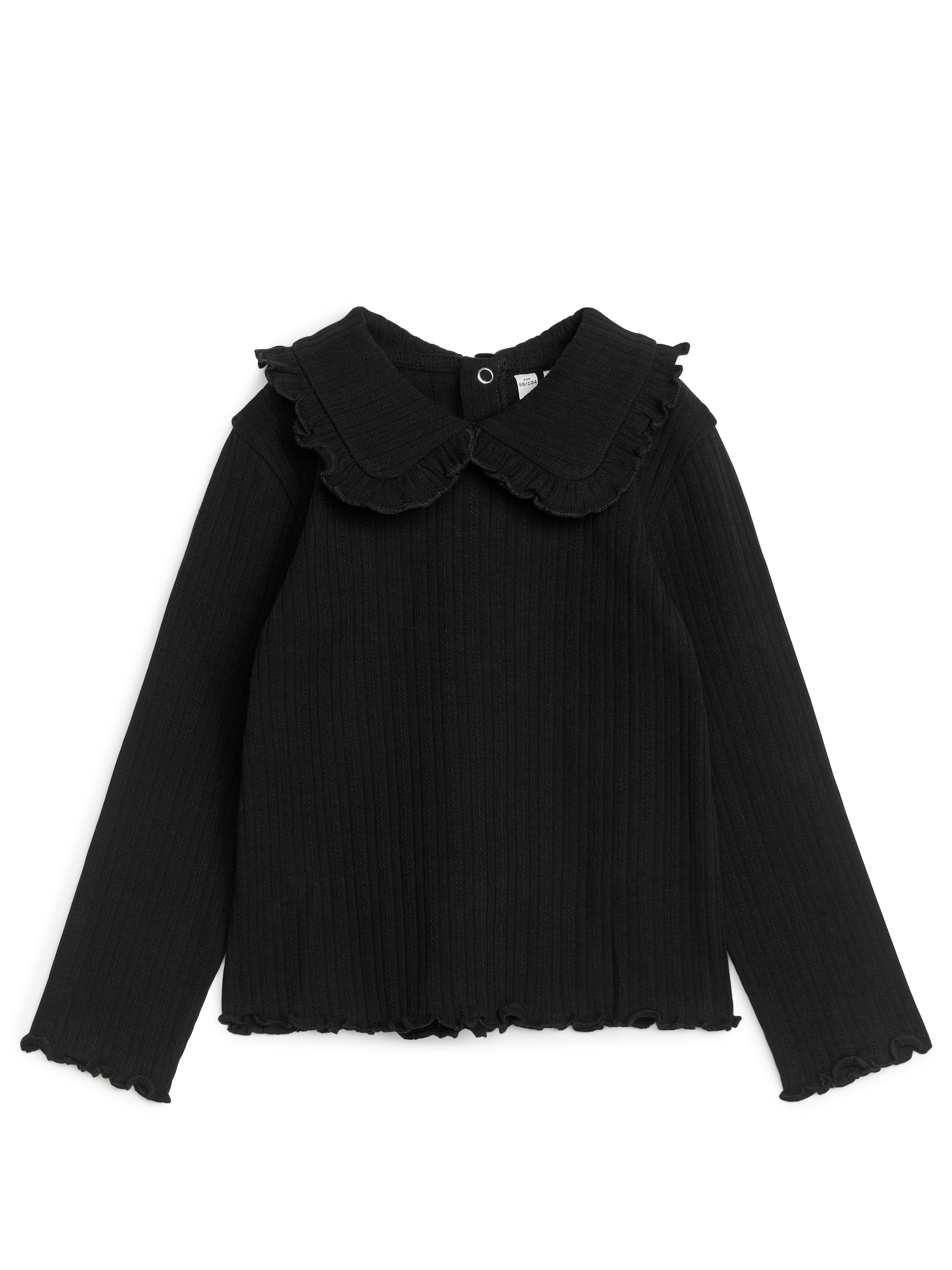 View larger image: Frill Collar Pointelle Top - Black - Kids | H&M GB 1