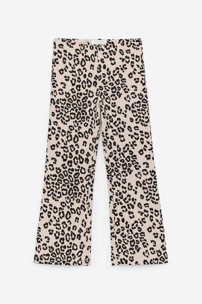 Flared Rib Leggings - Beige/Black/Dark Blue/Florals/Blue/Multi Colour/Black - 1