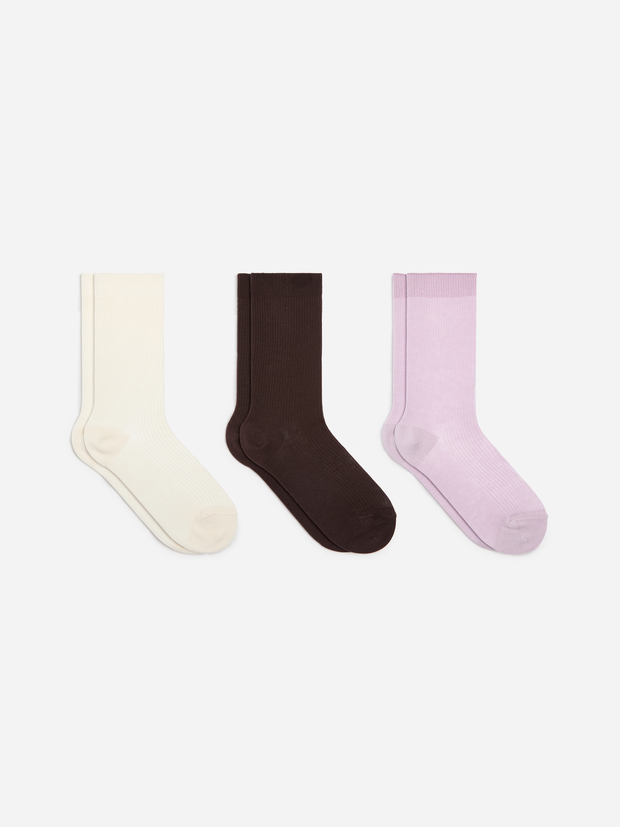 Cotton Rib Socks Set of 3-#B4A7BF-19149