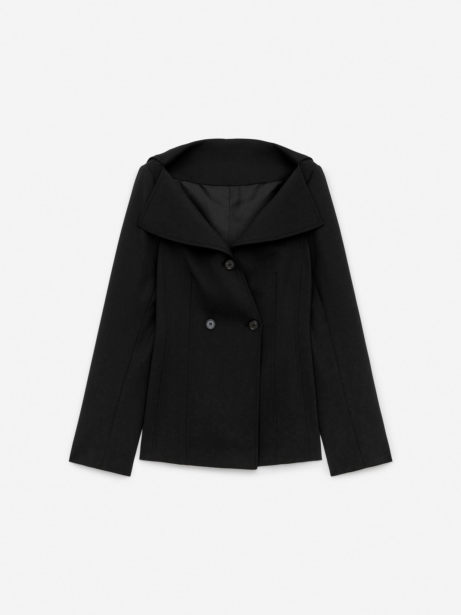 Off-Shoulder Blazer - Black - 2