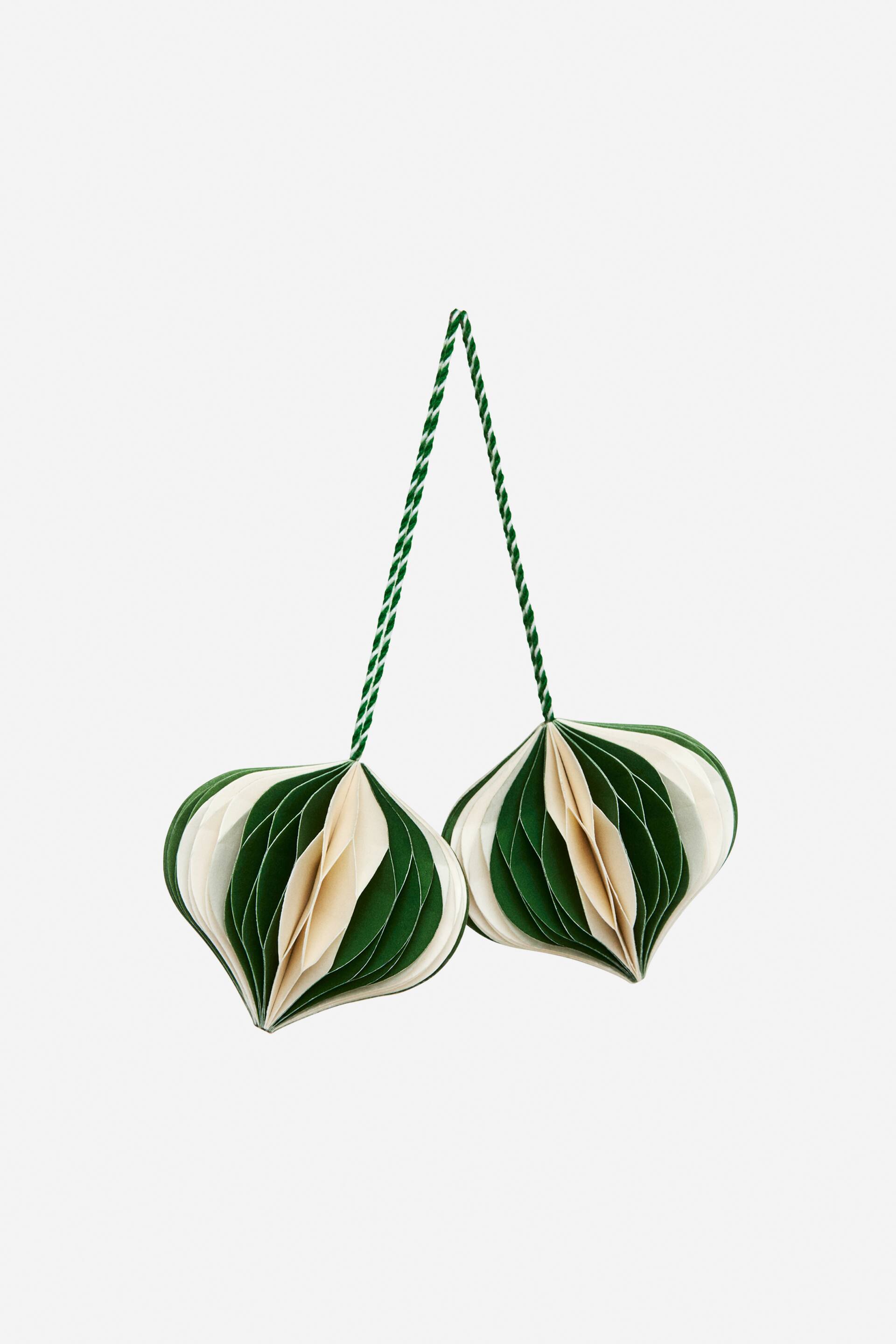 Προβολή μεγαλύτερης εικόνας: Honeycomb Ornaments Set of 2 - Πράσινο/Εκρού - Home All | H&M GR 1
