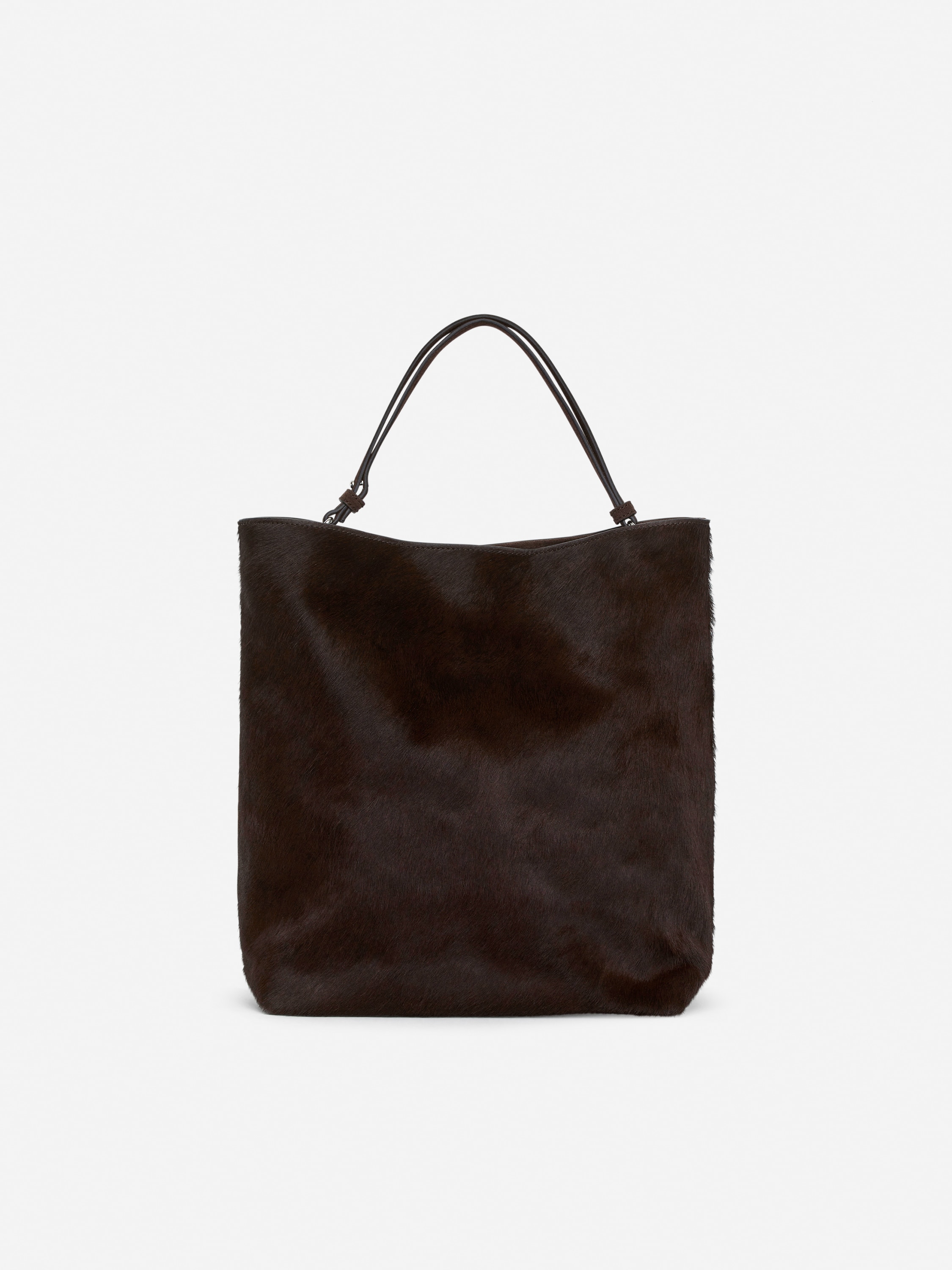 Tragetasche aus Leder und Veloursleder - Braun