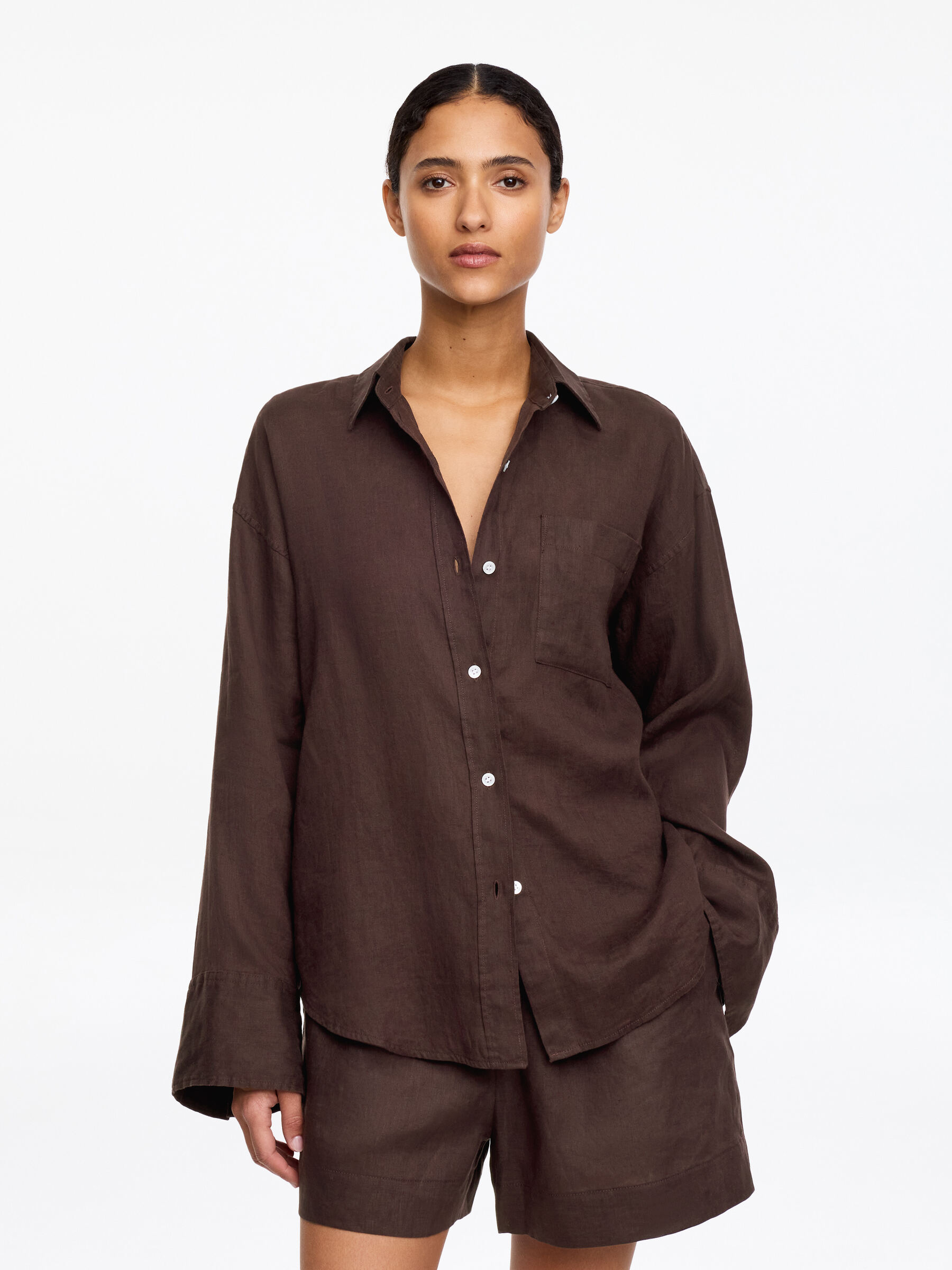 Linen Shirt-#3C2A2B-18752