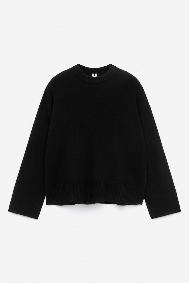Oversized Pure Cashmere Jumper - Black/Burgundy - 1