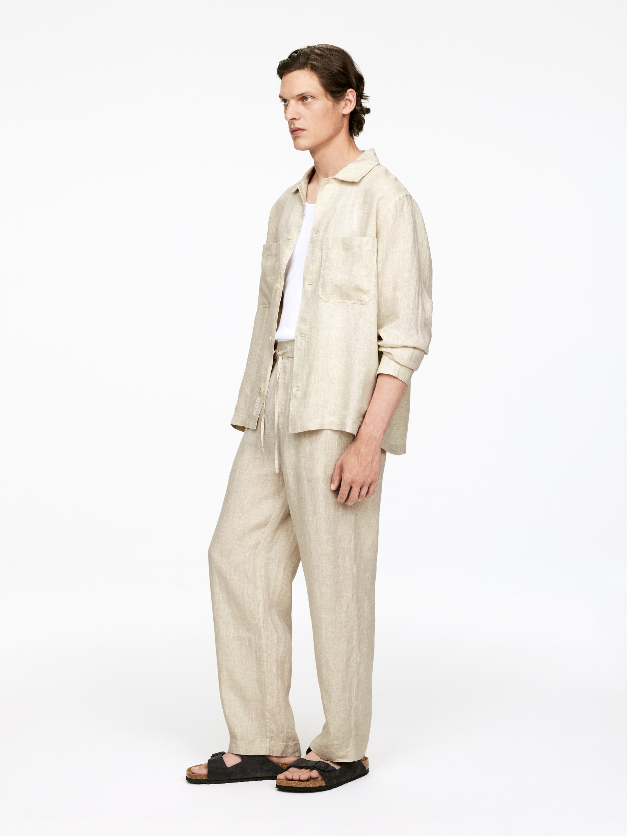 Ver imagen más grande: Pantalones de lino holgados - Beige - HOMBRE | H&M ES 3
