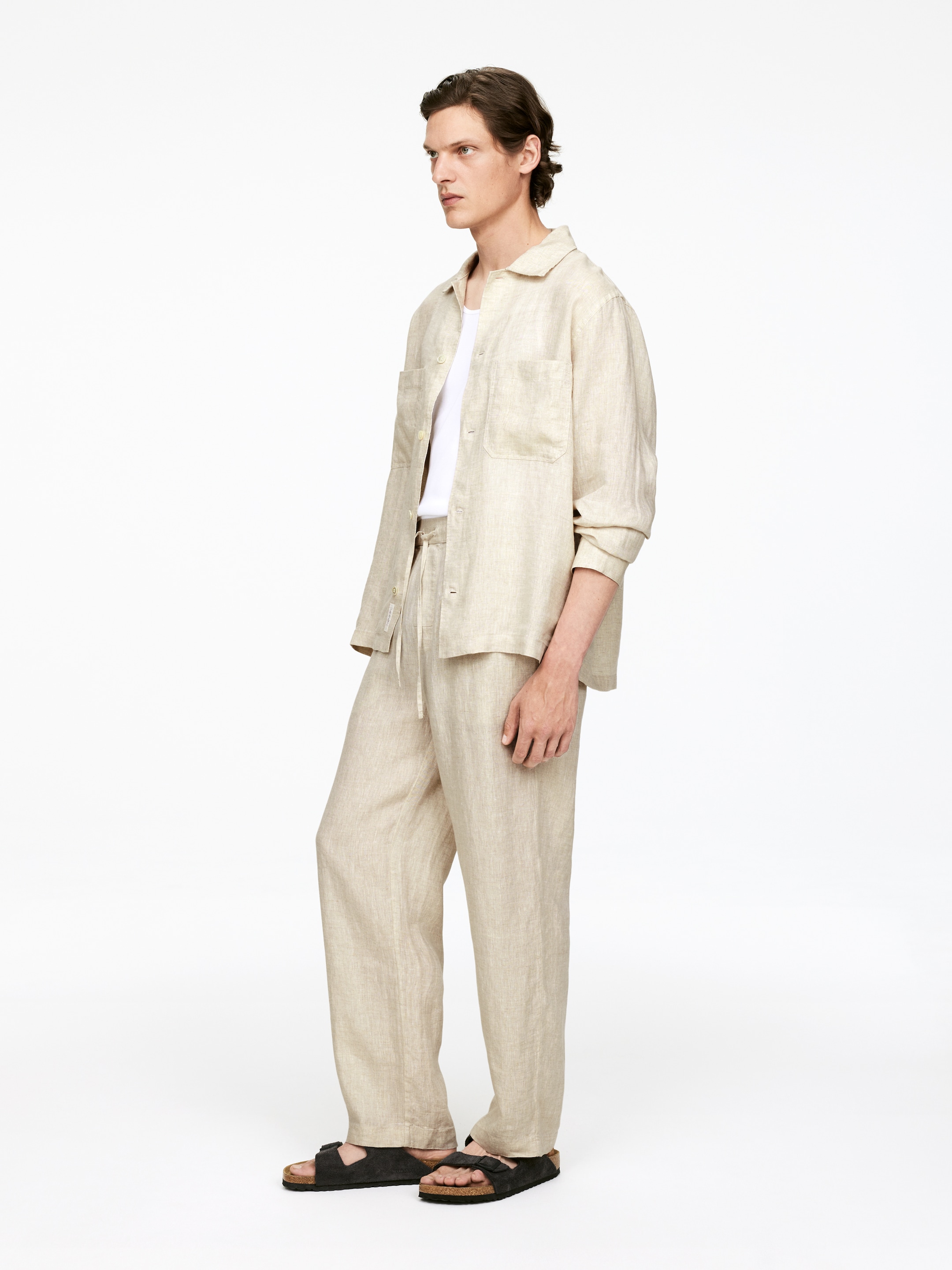 Ver imagen más grande: Pantalones de lino holgados - Beige - HOMBRE | H&M ES 3