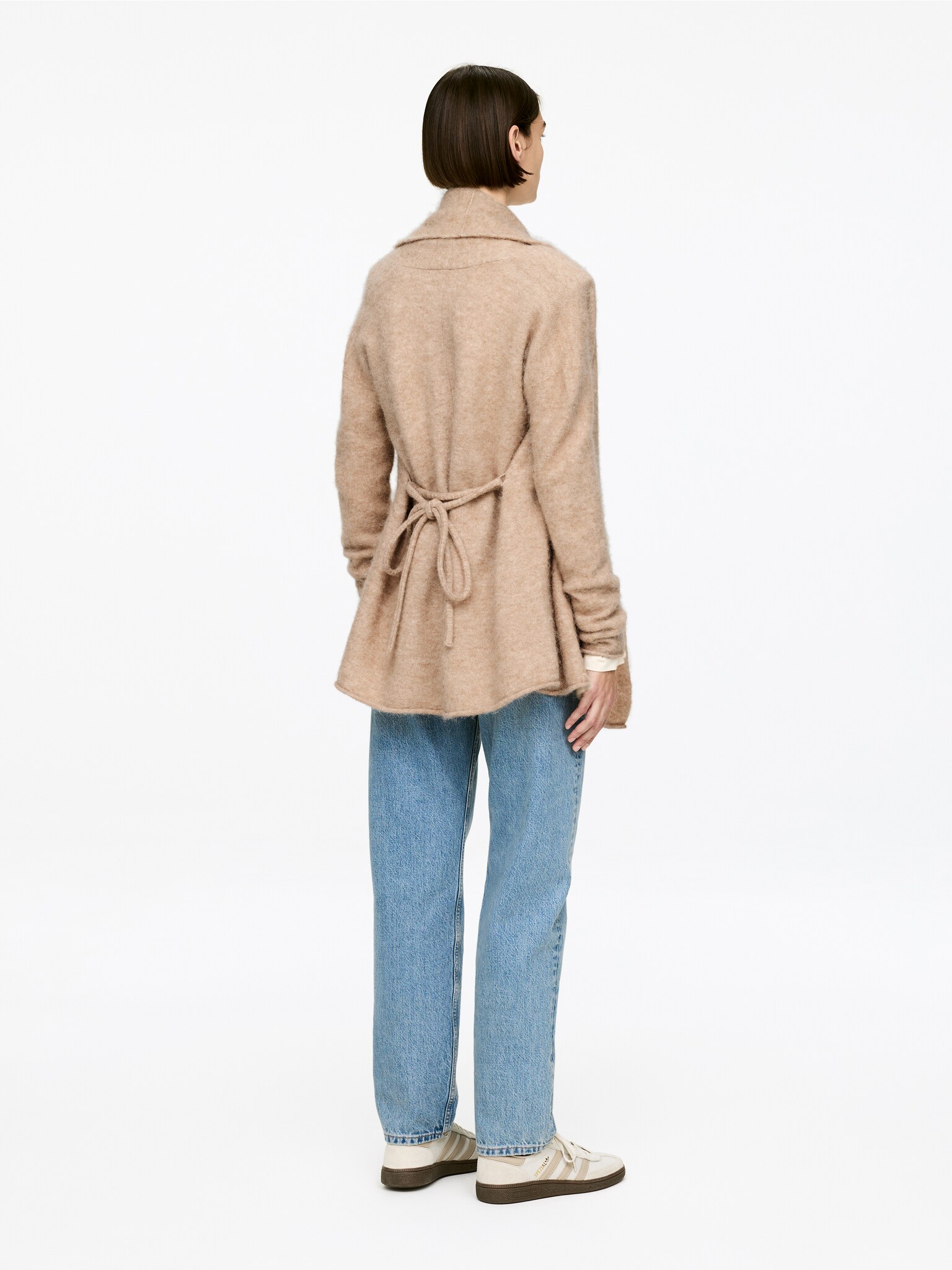 Alpaca-Wool Blend Cardigan - Béžová melírovaná/Tmavomodrá/Dark Grey Melange - 4