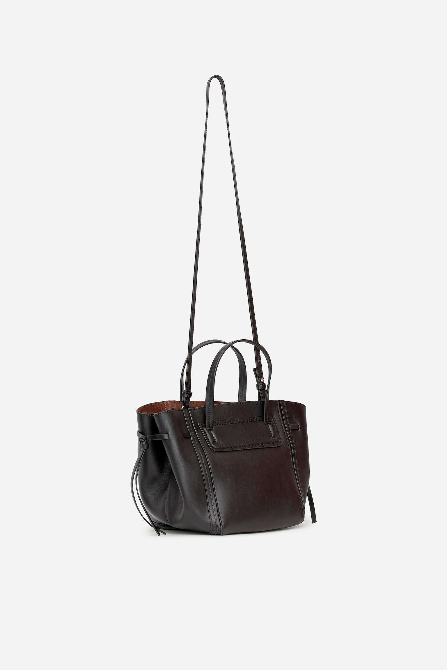 Tragetasche aus Spaltleder - Schwarz/Braun - 3