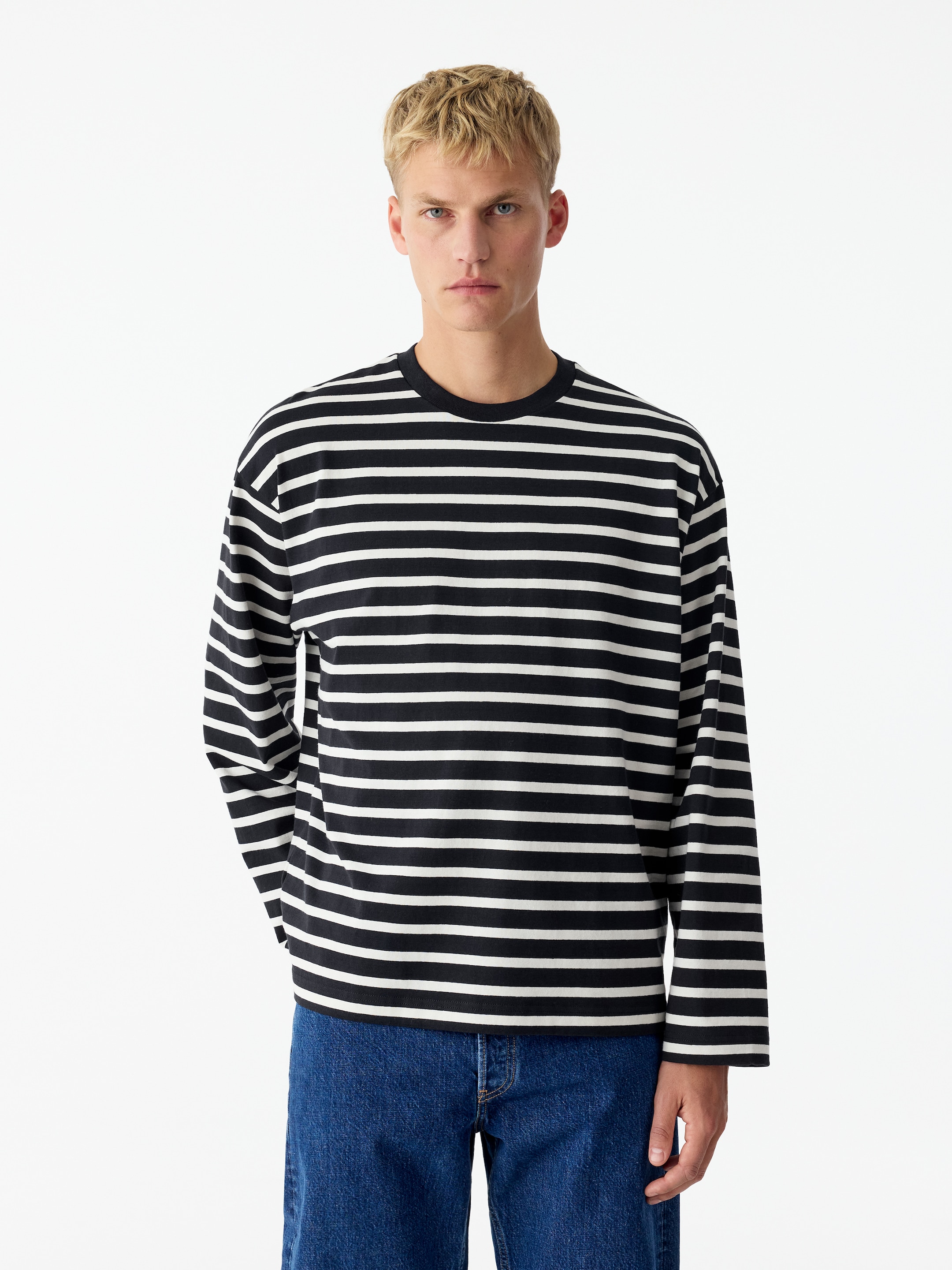 Relaxed Long-Sleeve T-Shirt-Blue-21280