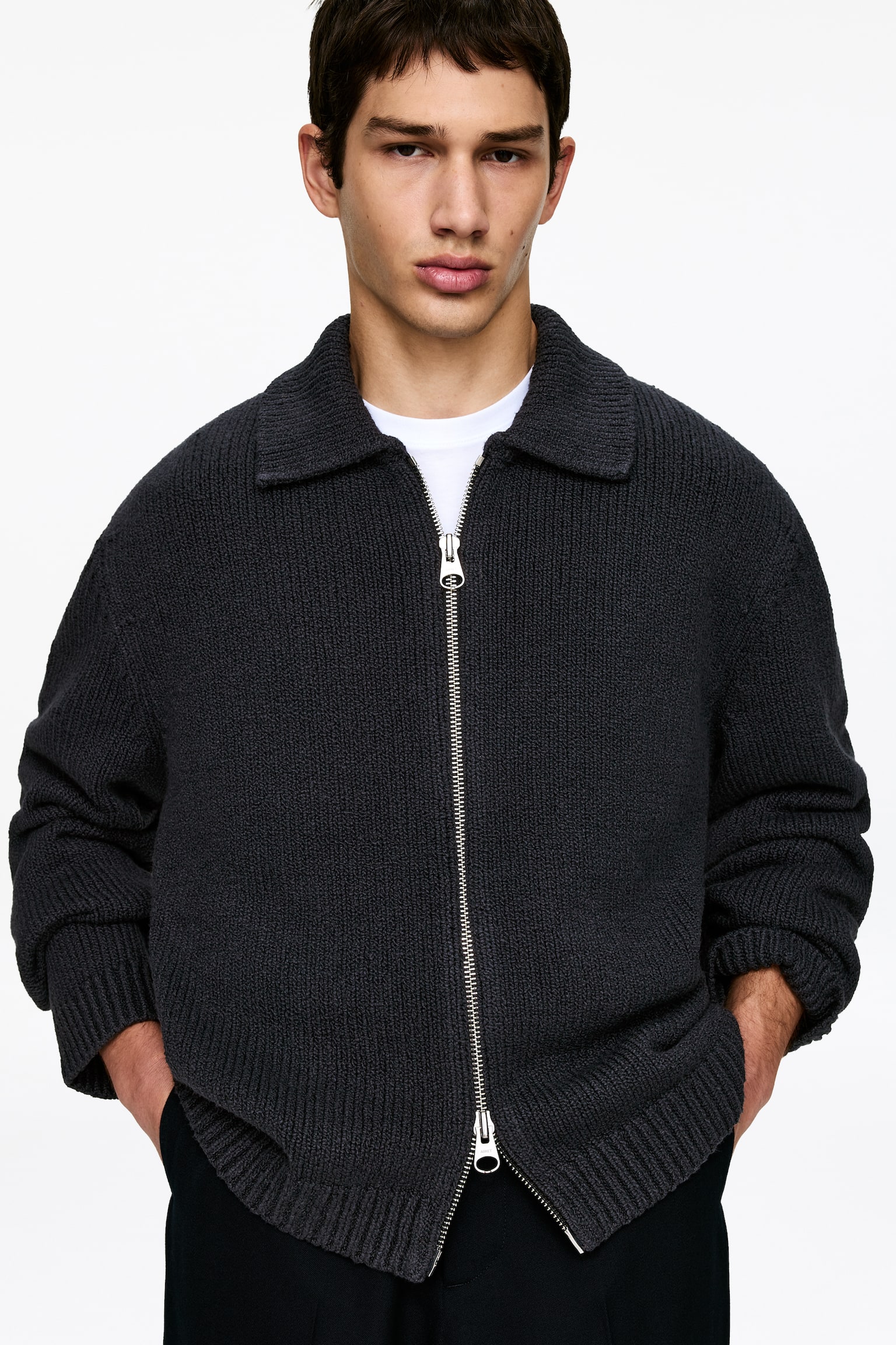 Vest van een katoenmix met rits - Donkerblauw/Yellow - 4