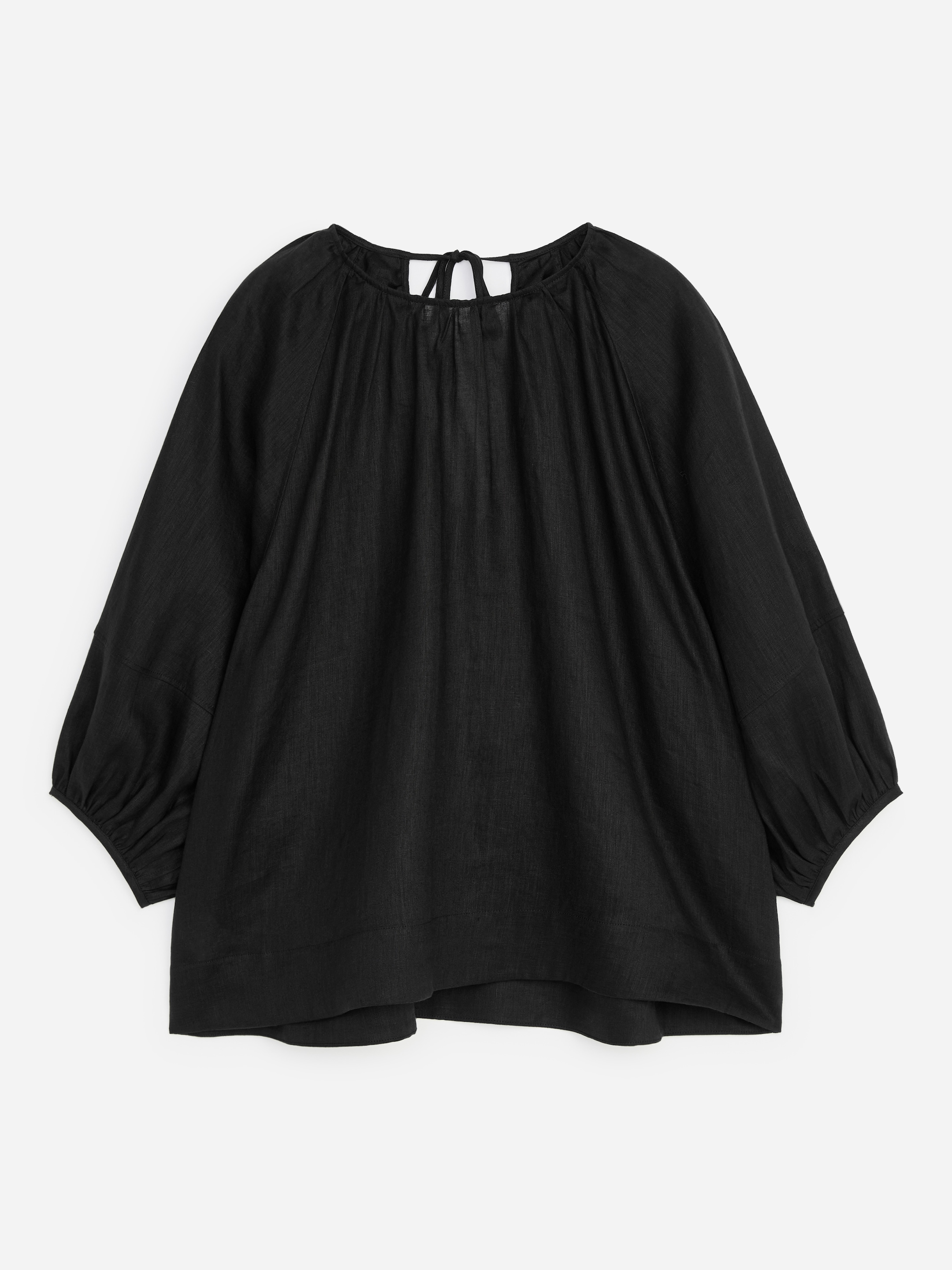 Draperad linneblus - Black - Loose fit - Women - StillMedia/DescriptiveStillLife - 1