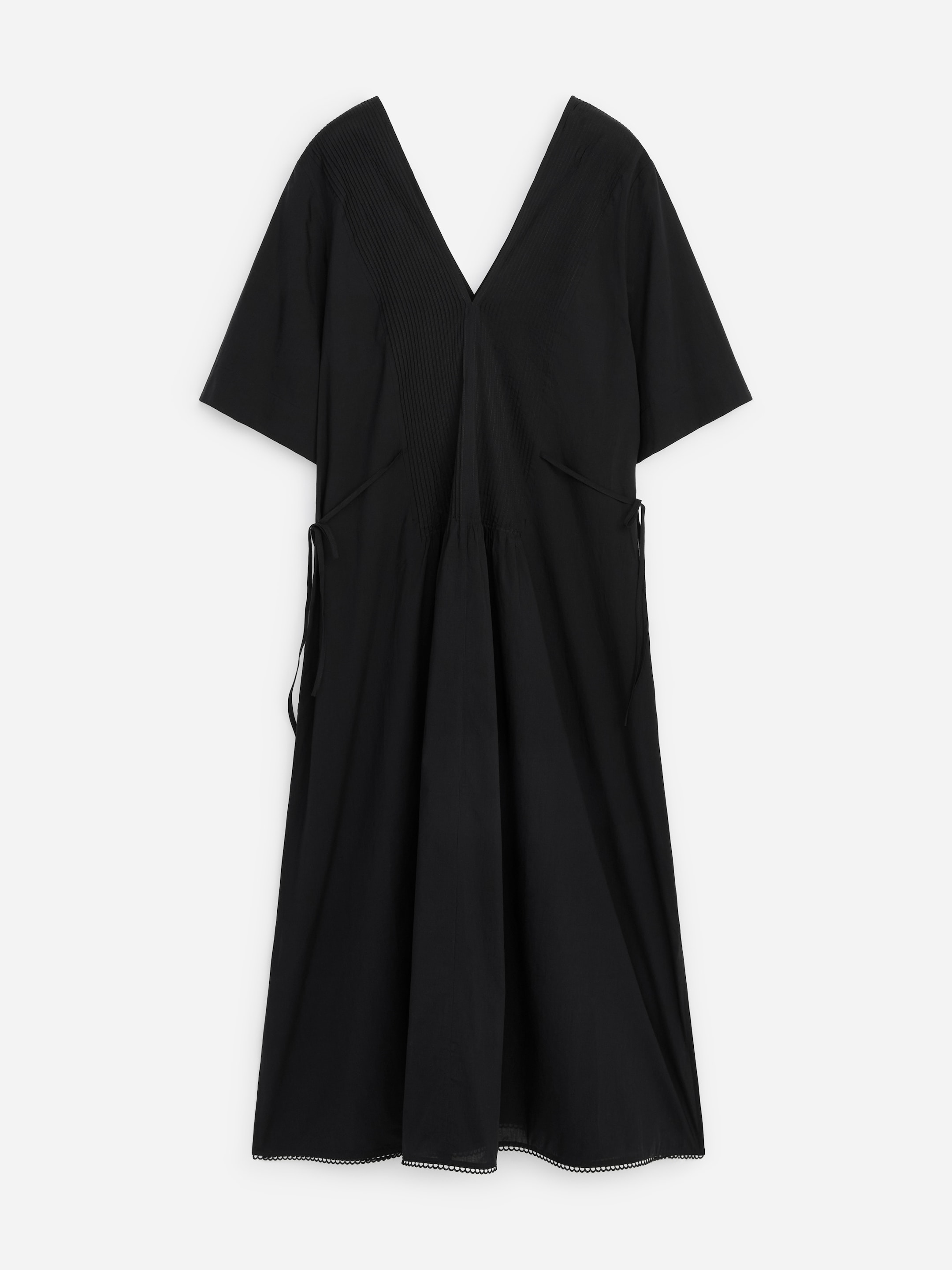 Abito in voile di cotone con finiture in pizzo-#191919-19395