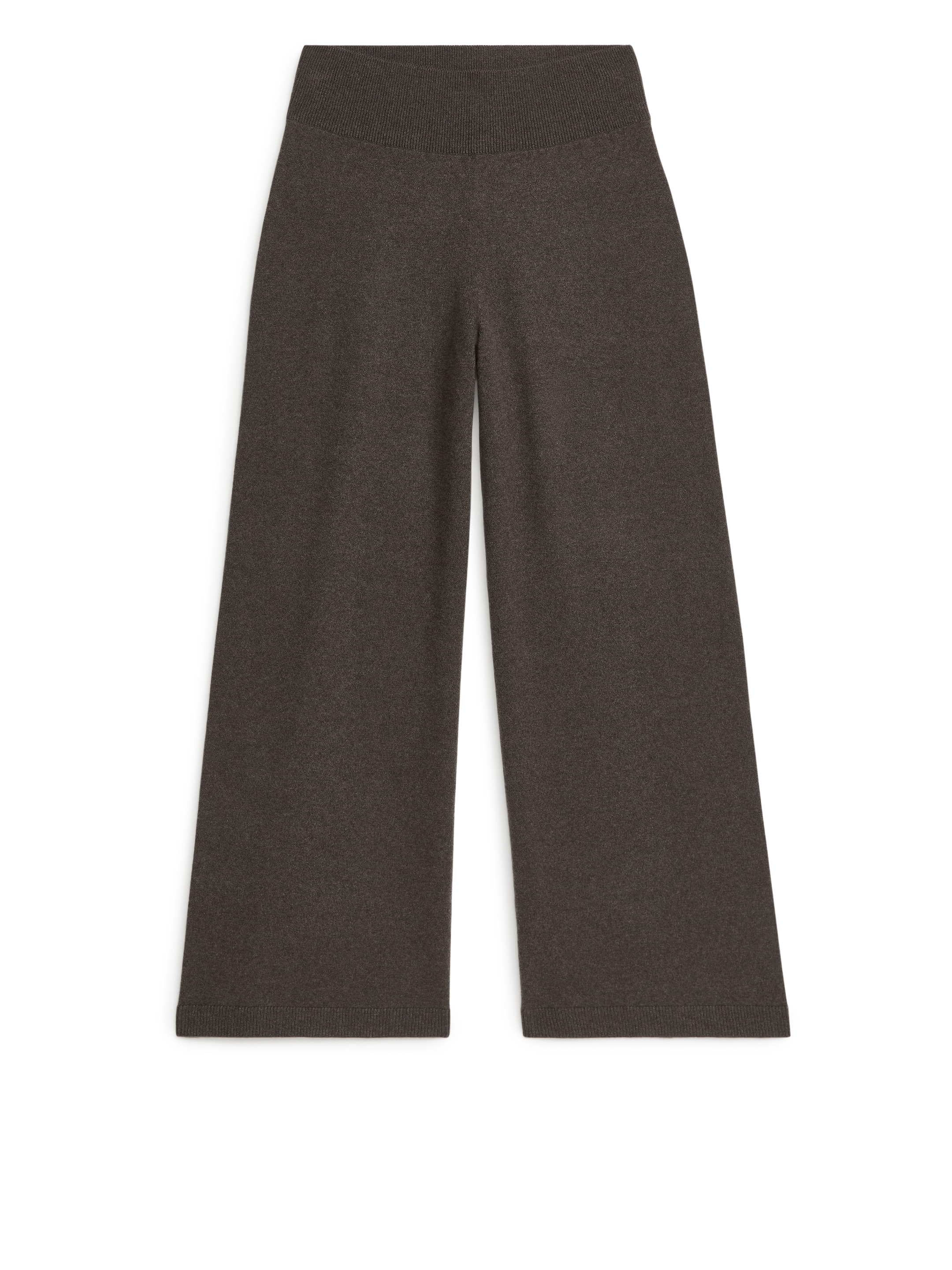 Vid byxa i kashmir och ull - Brunmelerade - Regular fit - Women - StillMedia/DescriptiveStillLife - 1
