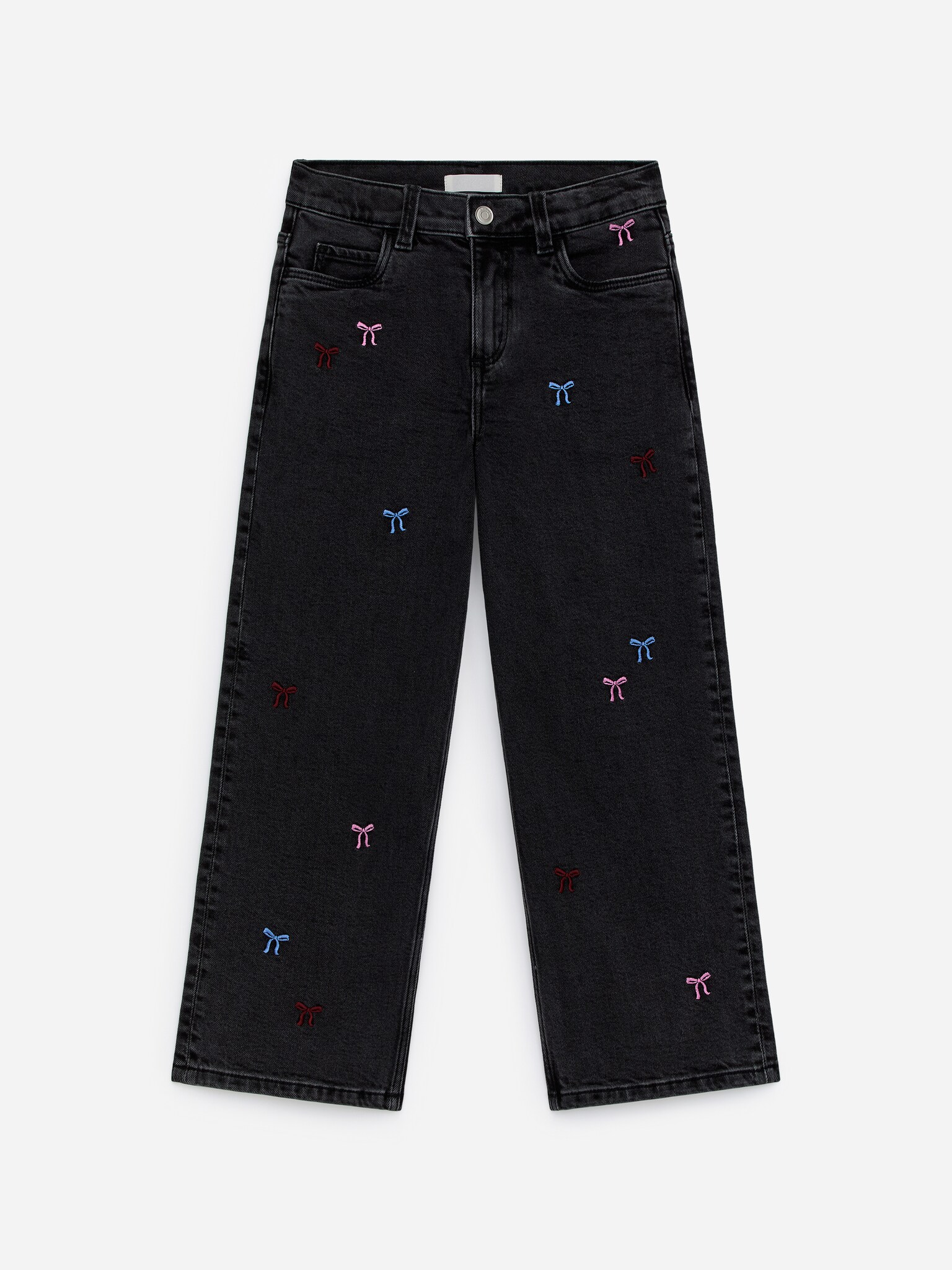 Бродирани дънкови панталони - Черен