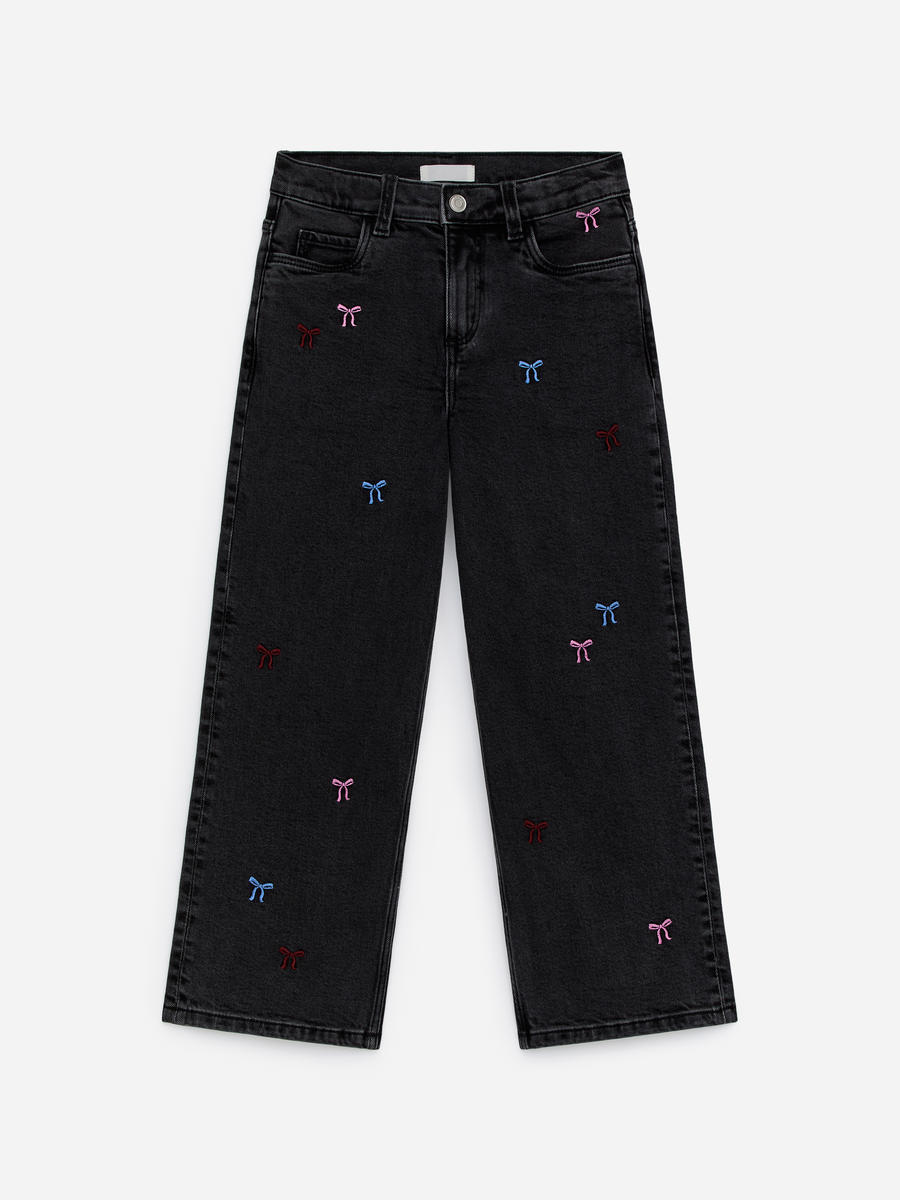 ARKET Girls  Embroidered Denim Trousers Black,  size 104