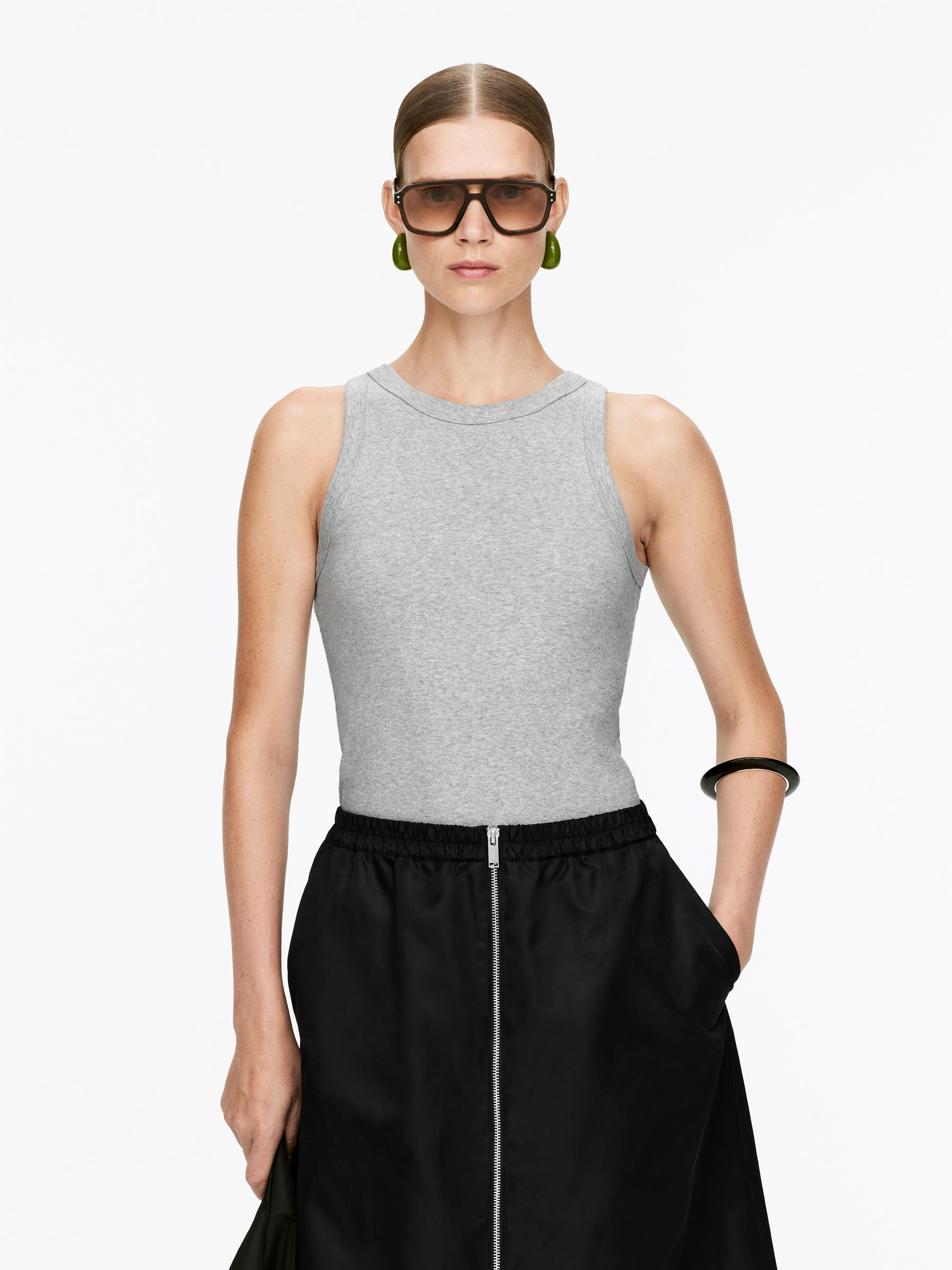 Rib Tank Top-#ABB0B2-14071