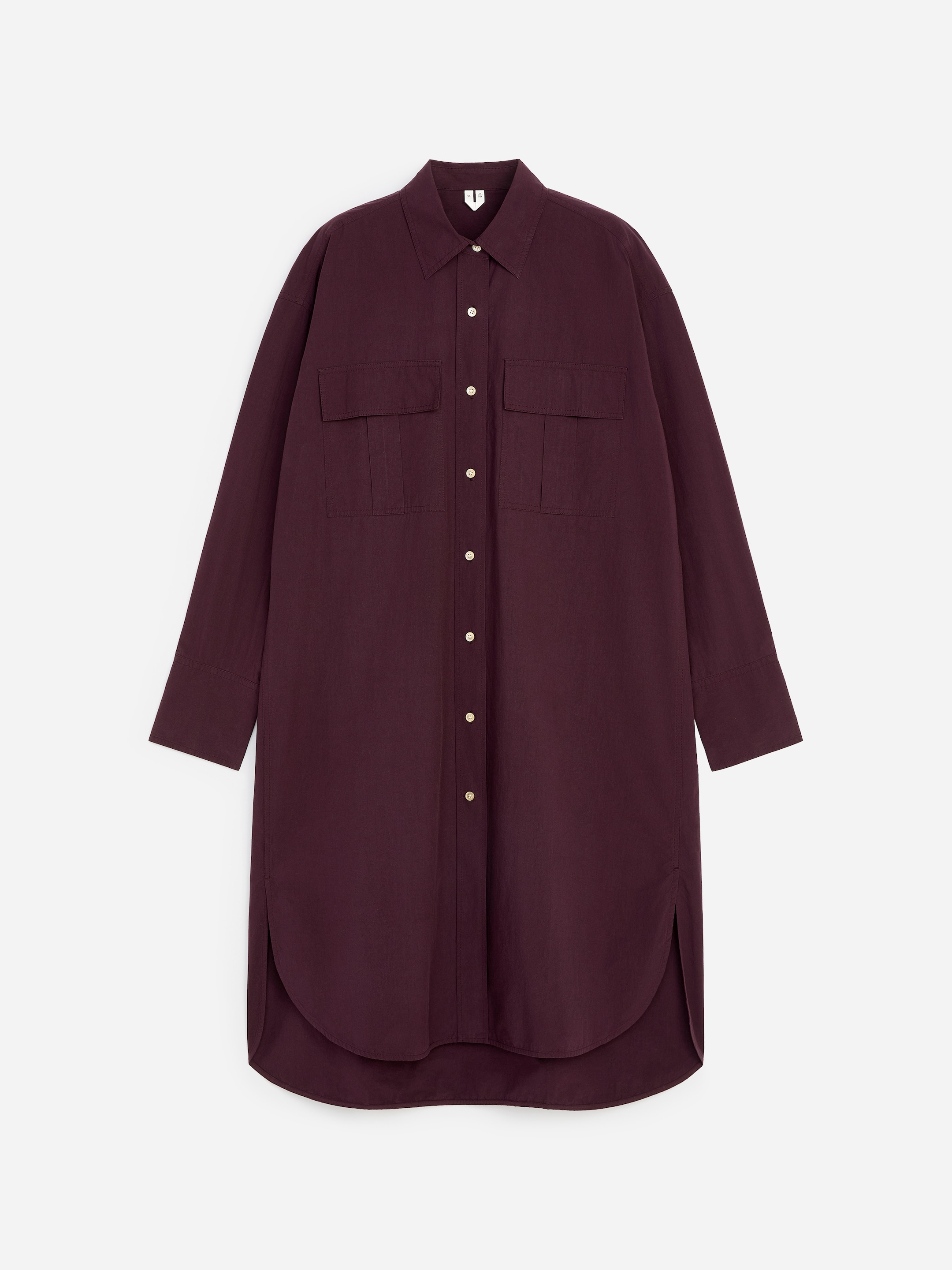 Cotton Shirt Dress - Dark Purple - Loose fit - Women - StillMedia/DescriptiveStillLife - 1