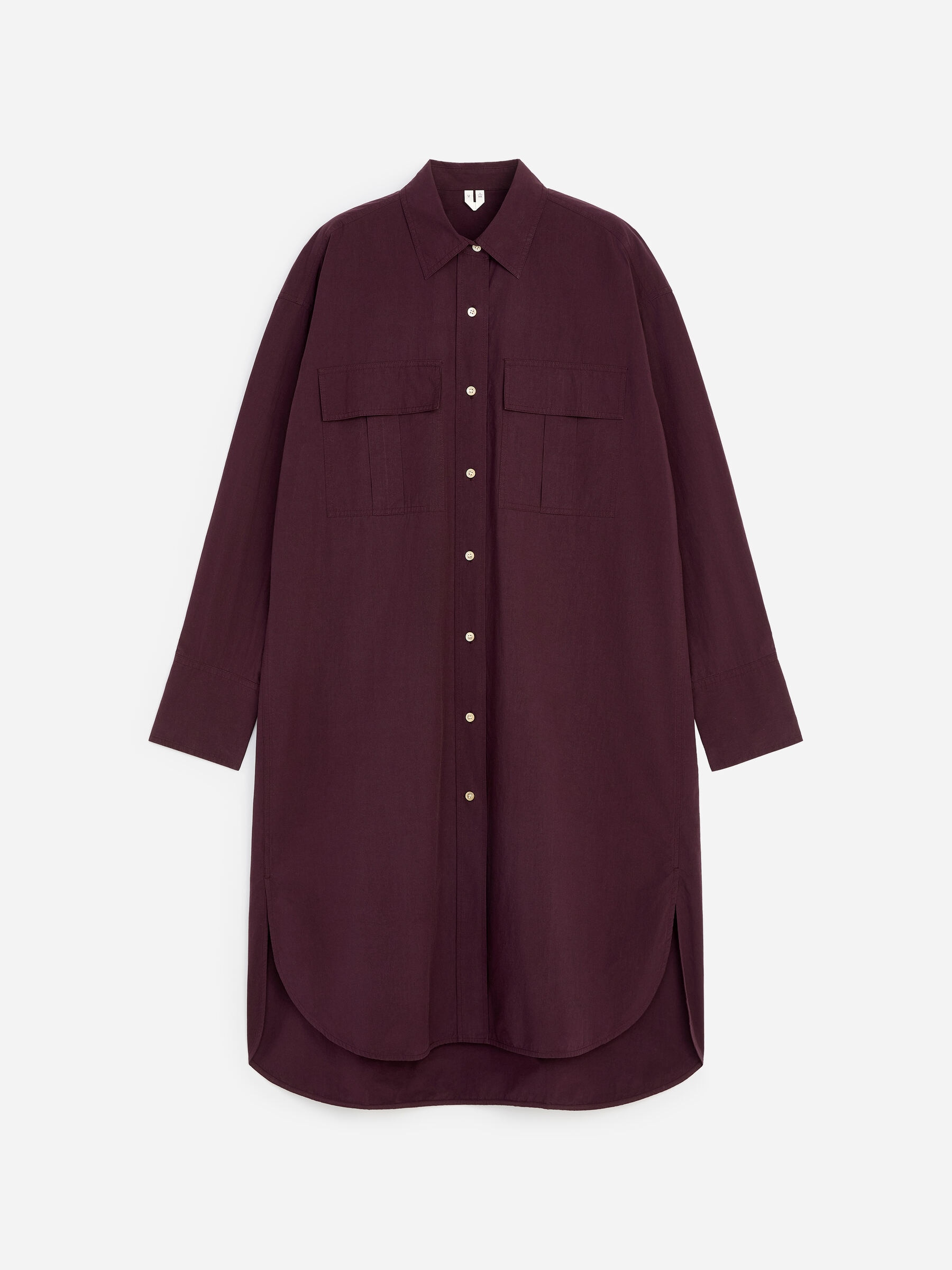 Cotton Shirt Dress - Dark Purple - Loose fit - Women - StillMedia/DescriptiveStillLife - 1