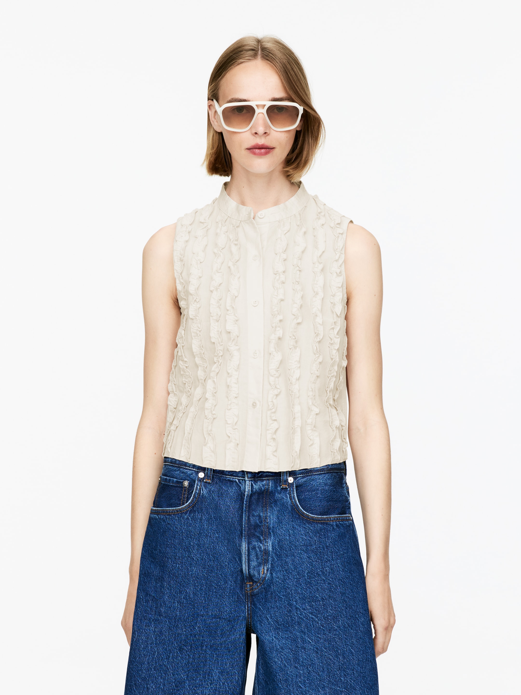 Größeres Bild anzeigen: Oberteil mit Volants - Weiß - Ladies | H&M AT 1