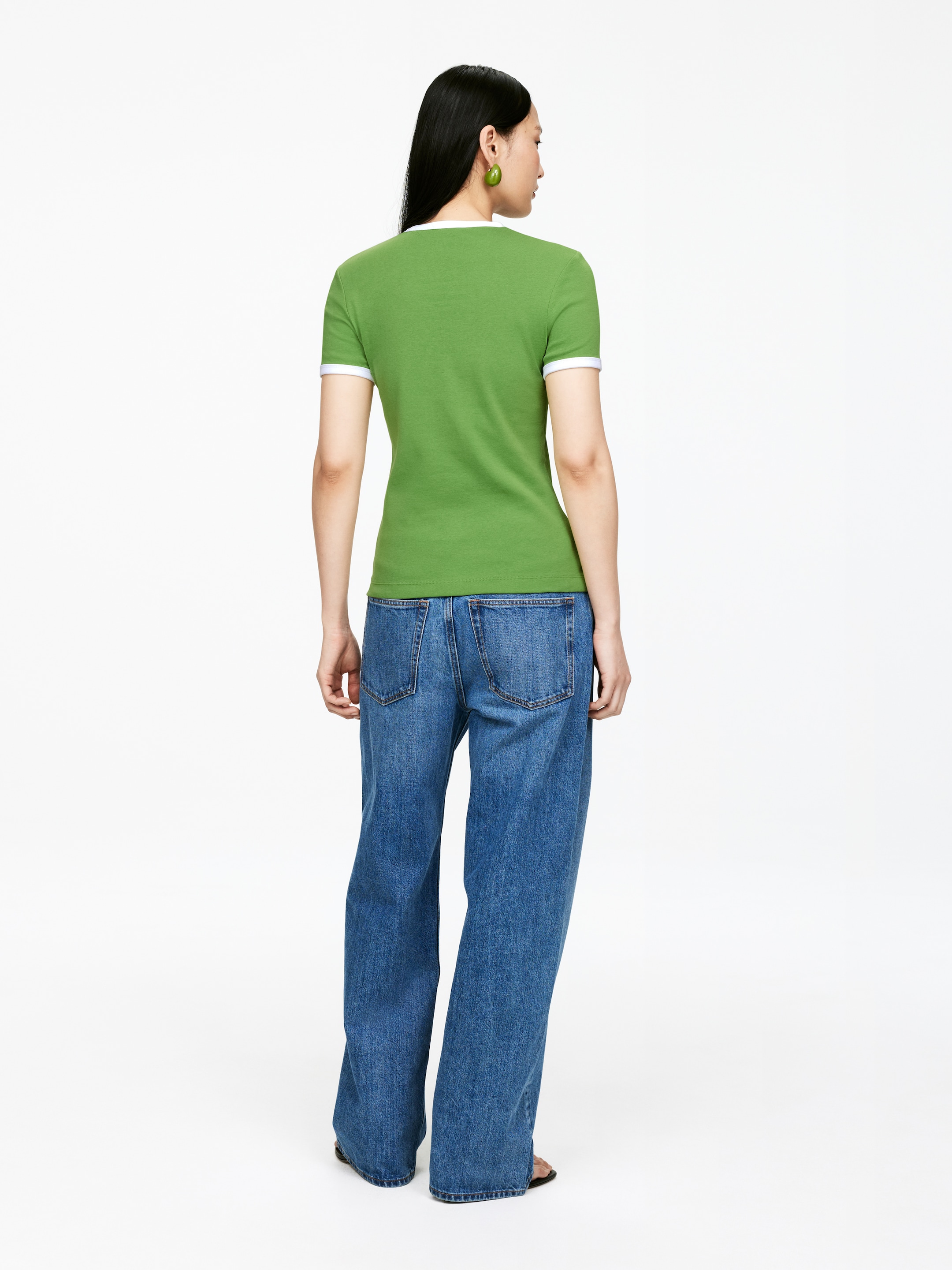 Ver imagen más grande: Camiseta de canalé - Verde - MUJER | H&M ES 3
