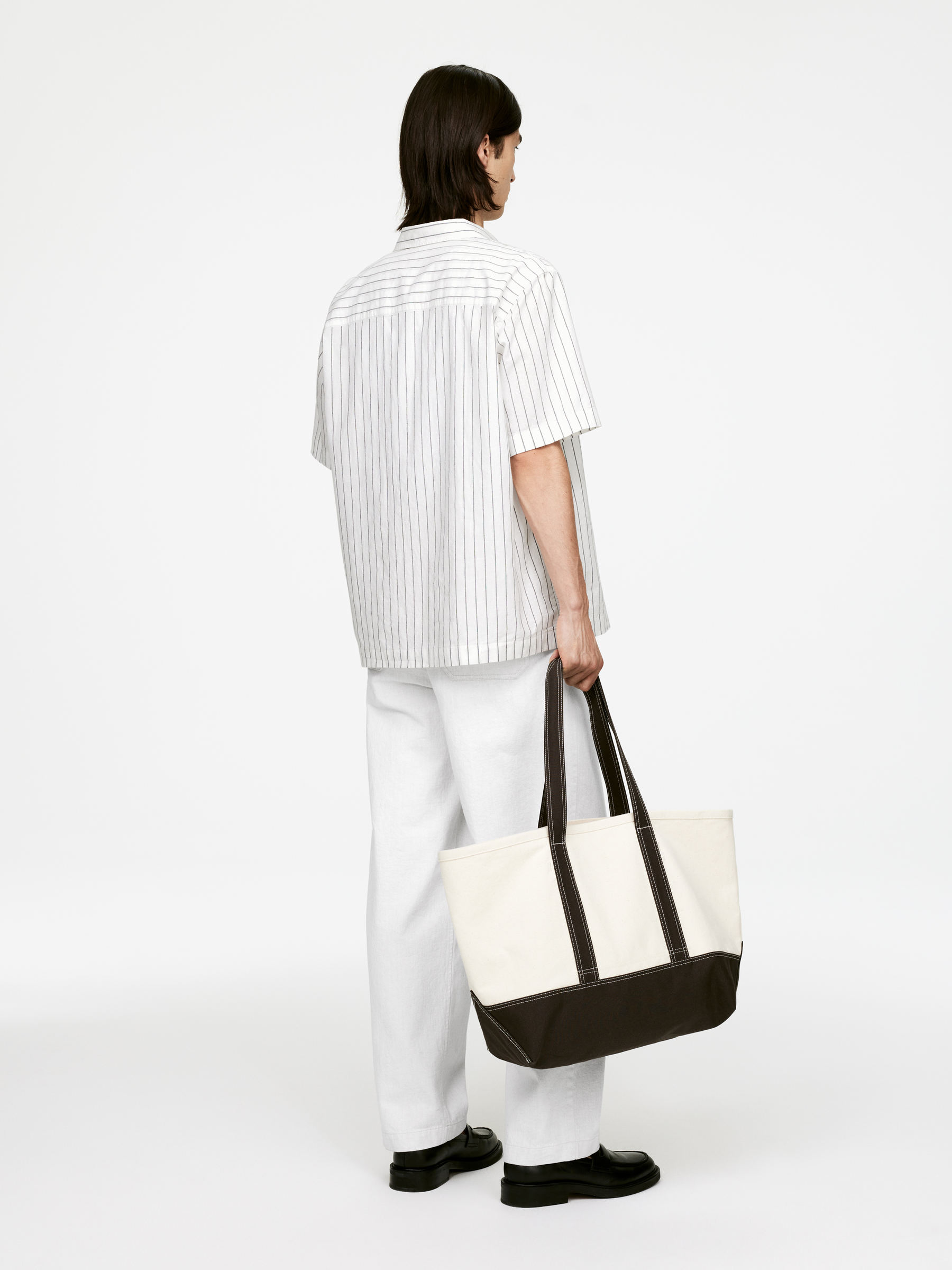 Relaxed Cotton Linen Shirt - White/Black - Relaxed fit - Men - StillMedia/Lookbook - 4