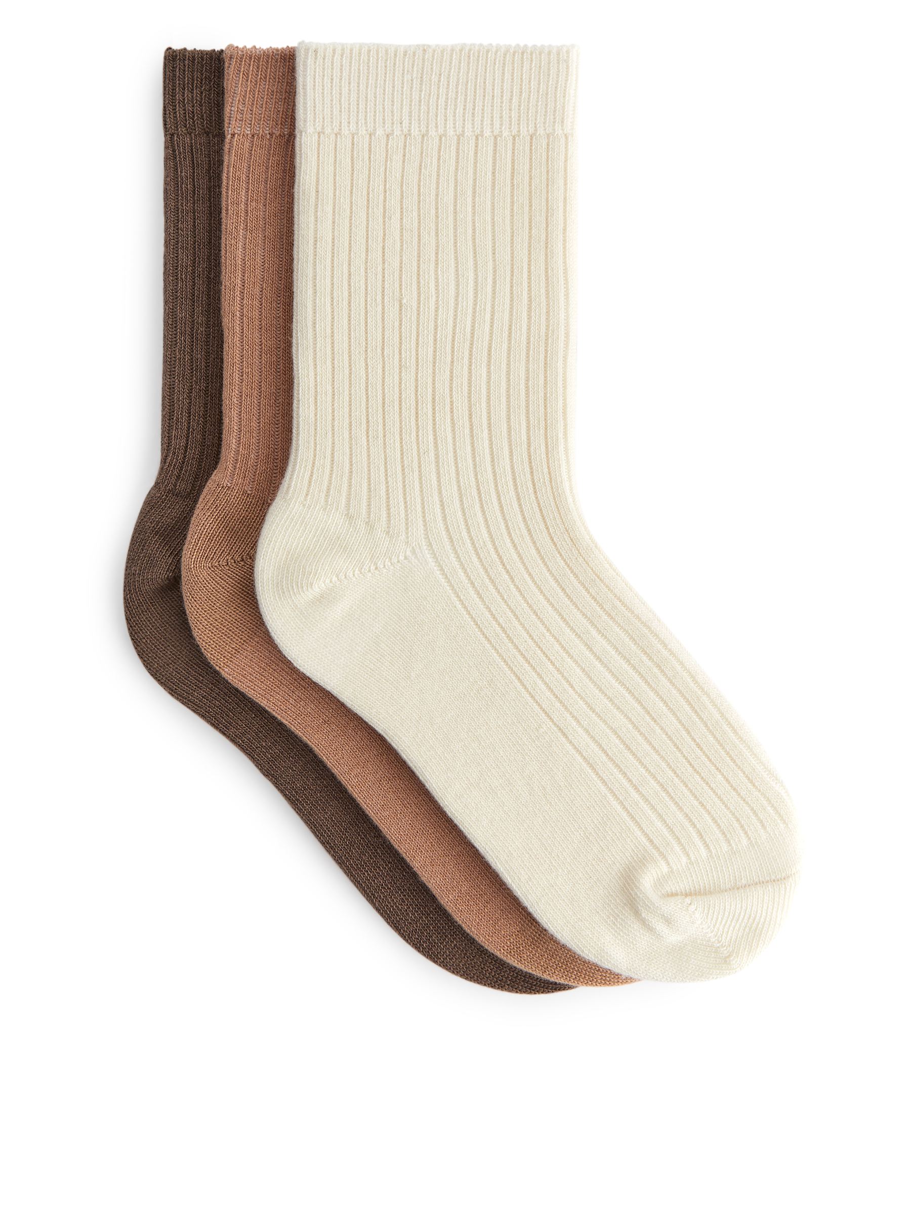 Rippstricksocken, 3 Paare - Cremeweiß/beige/braun - Regular Fit - Kinder - StillMedia/DescriptiveStillLife - 1