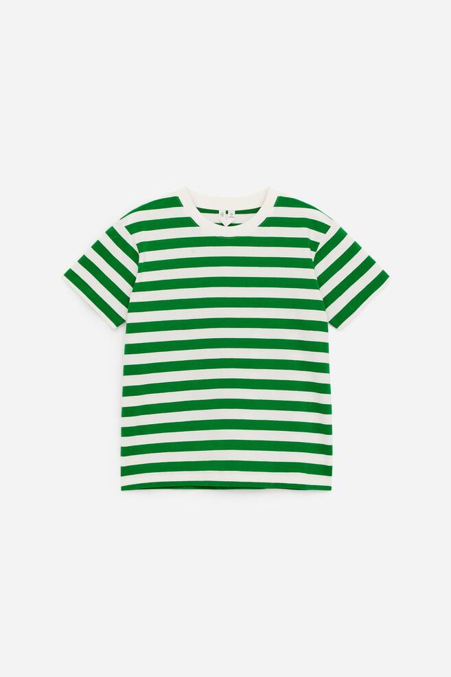 Crew-Neck T-Shirt - Green/White/Blue/Khaki Green/White/Orange/Blue - 1