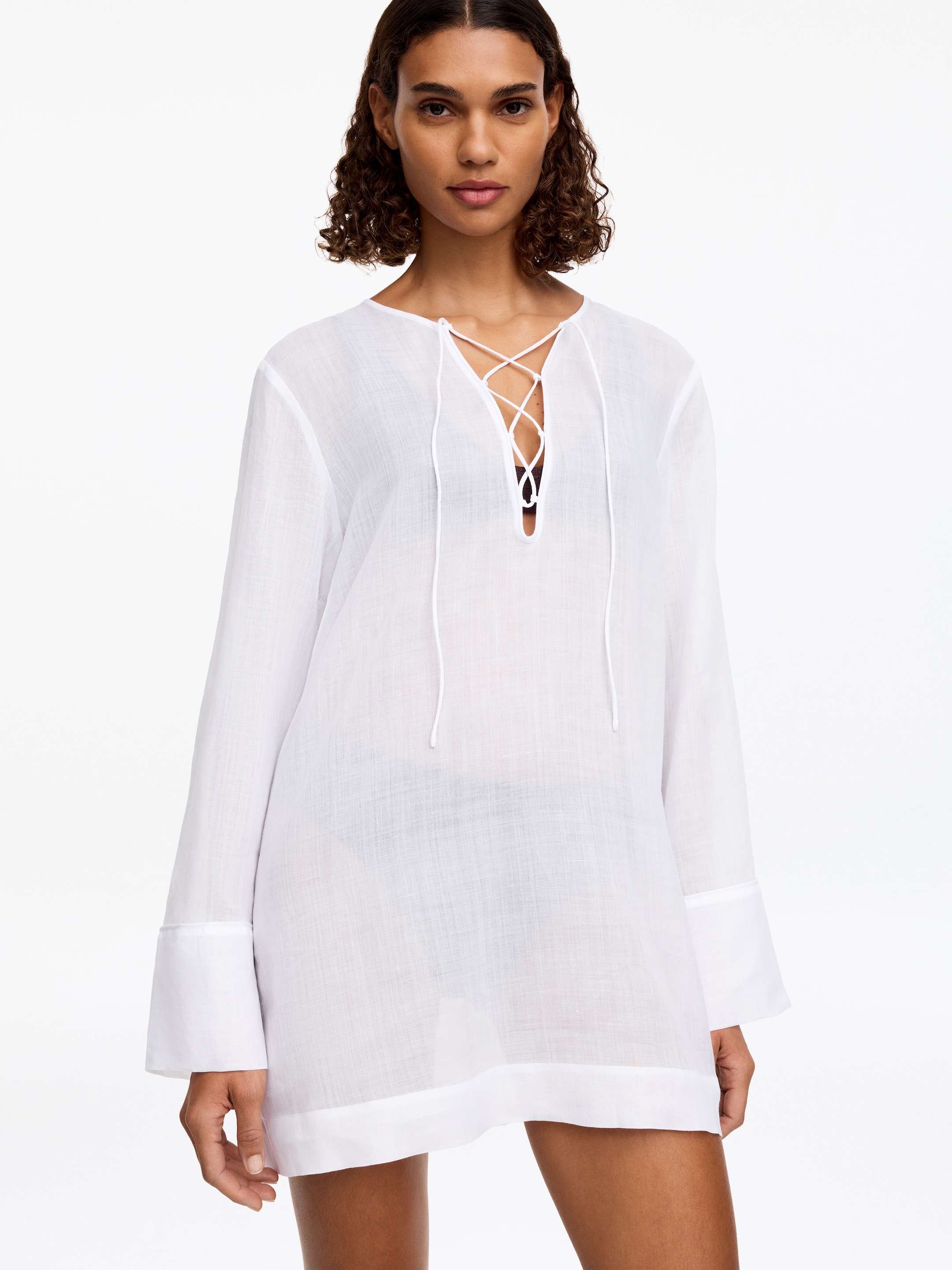 Abito da spiaggia in ramiè - Bianco - Relaxed fit - Women - StillMedia/Lookbook - 3