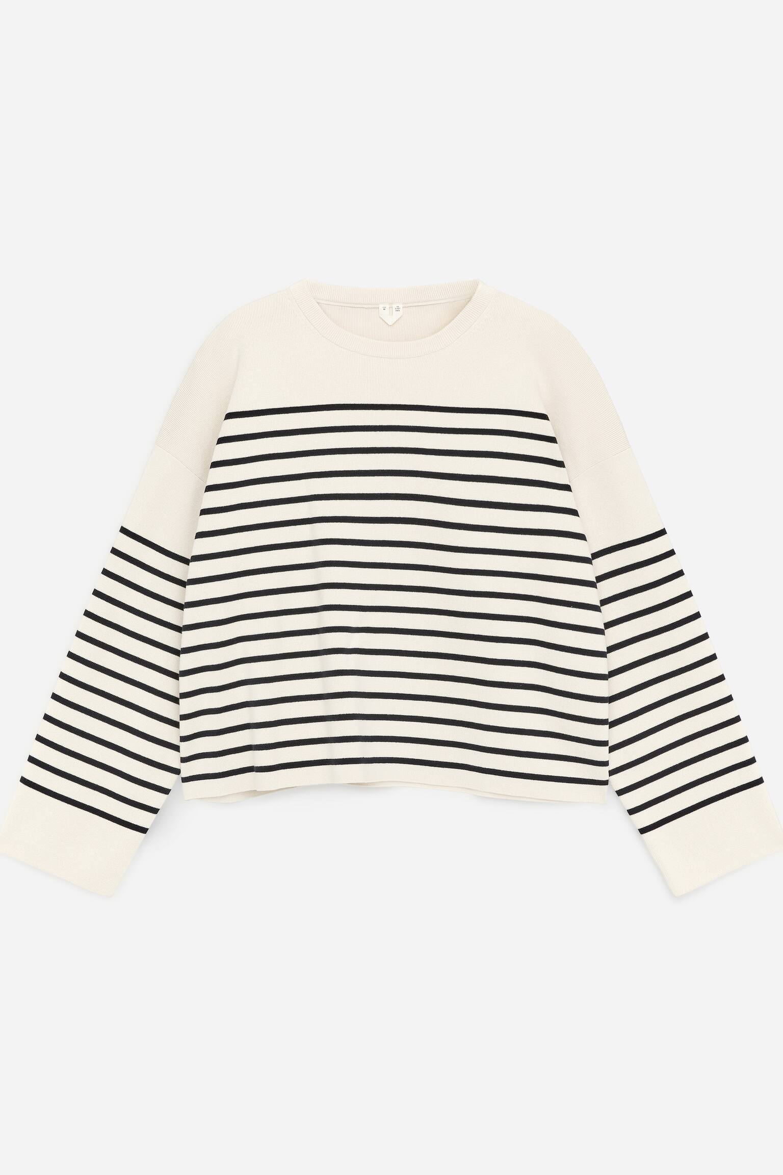 Baumwollpullover -Weiß/Dunkelblau - 2