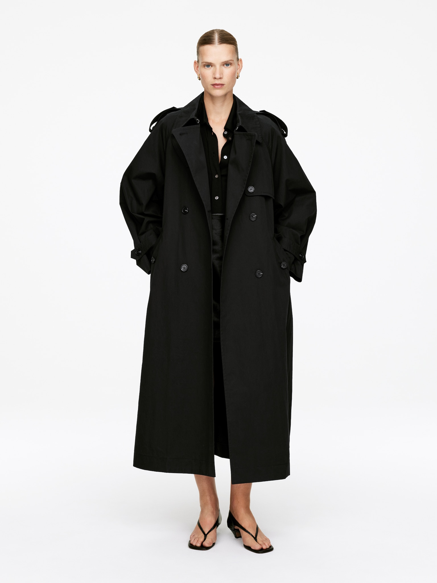 Oversized Trench Coat - Black