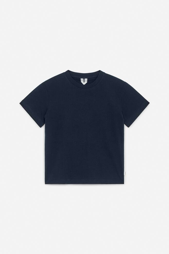 T-Shirt mit Rundhalsausschnitt - Dunkelblau/Weiß/Graumeliert/Lila/Hellgelb/Blasses Orange - 1