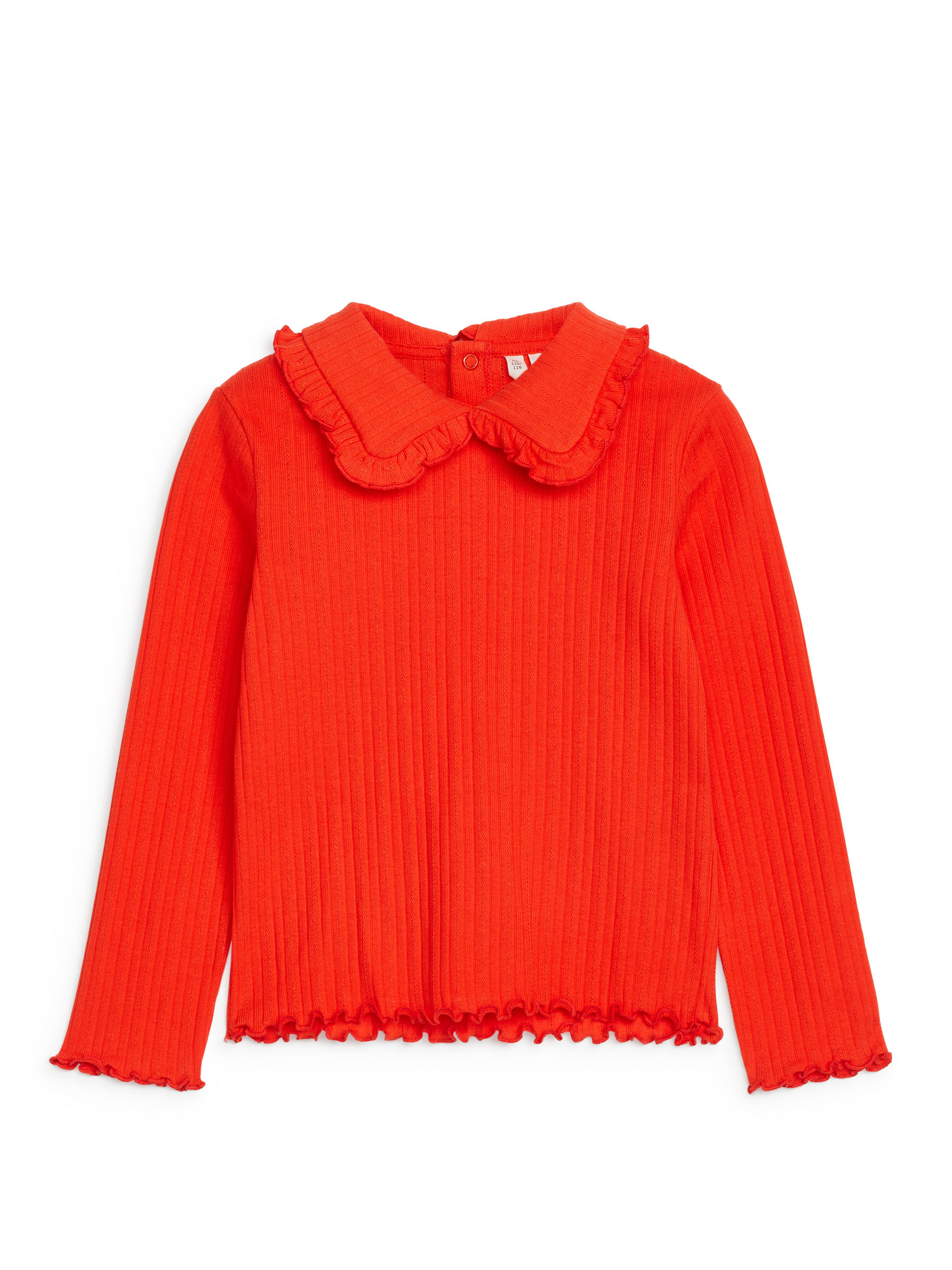 Frill Collar Pointelle Top-#BD433F-12859