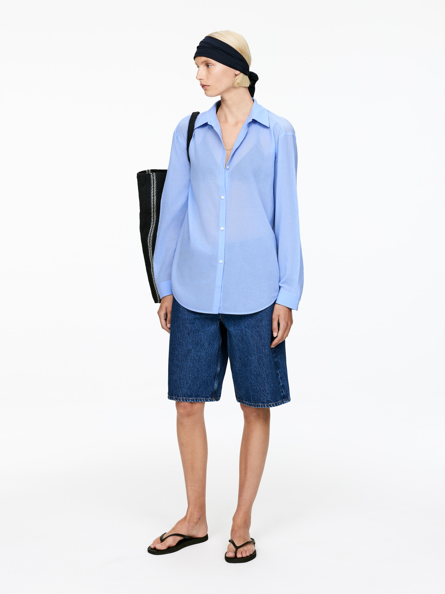 Chemise en voile - Bleu ciel/Blanc - 3