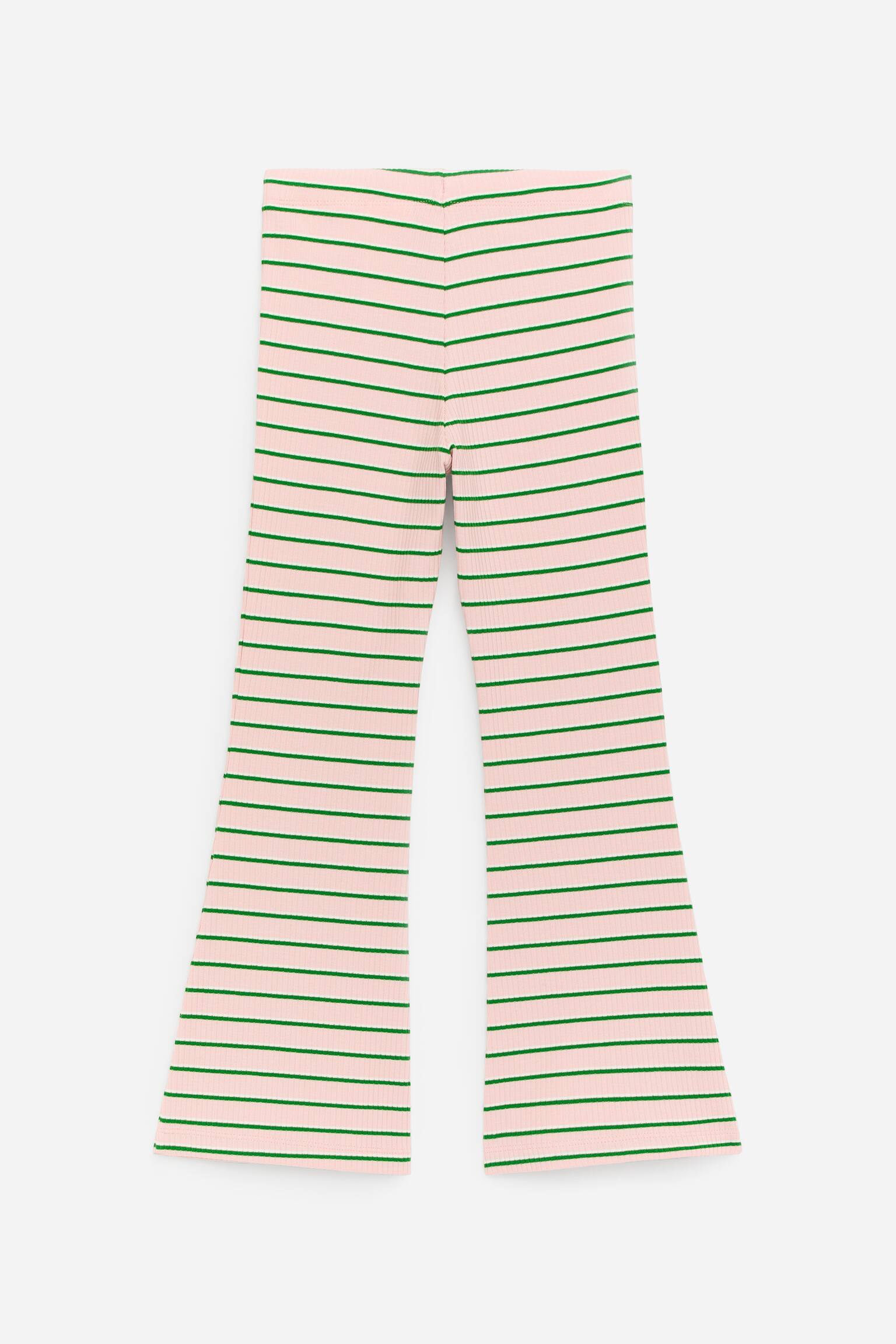 Trapéz bordázott leggings-Rózsaszín/Zöld/Fehér - 3