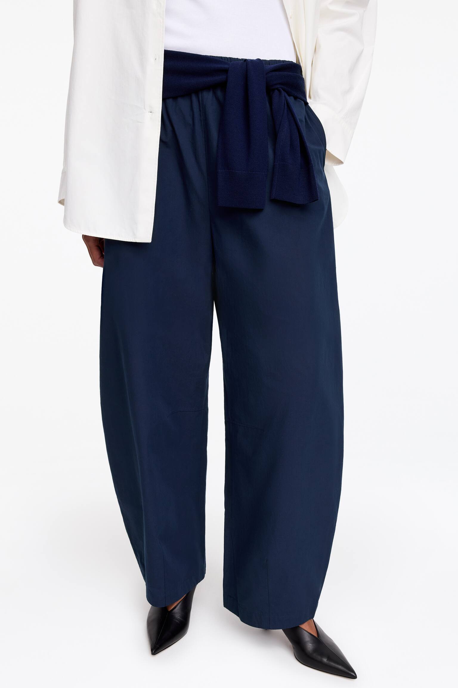 Baumwollhose mit Barrel Leg-Dunkelblau - 4