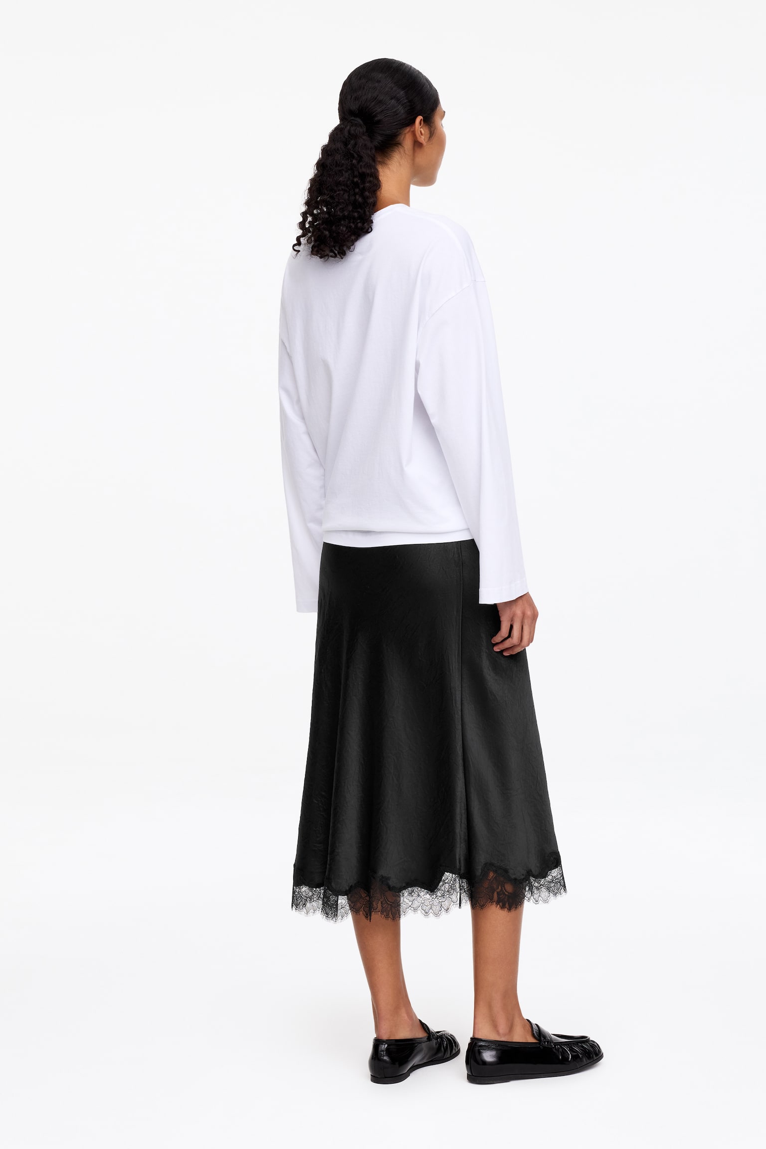 Satinkjol med spets - Svart/Turkos - 6