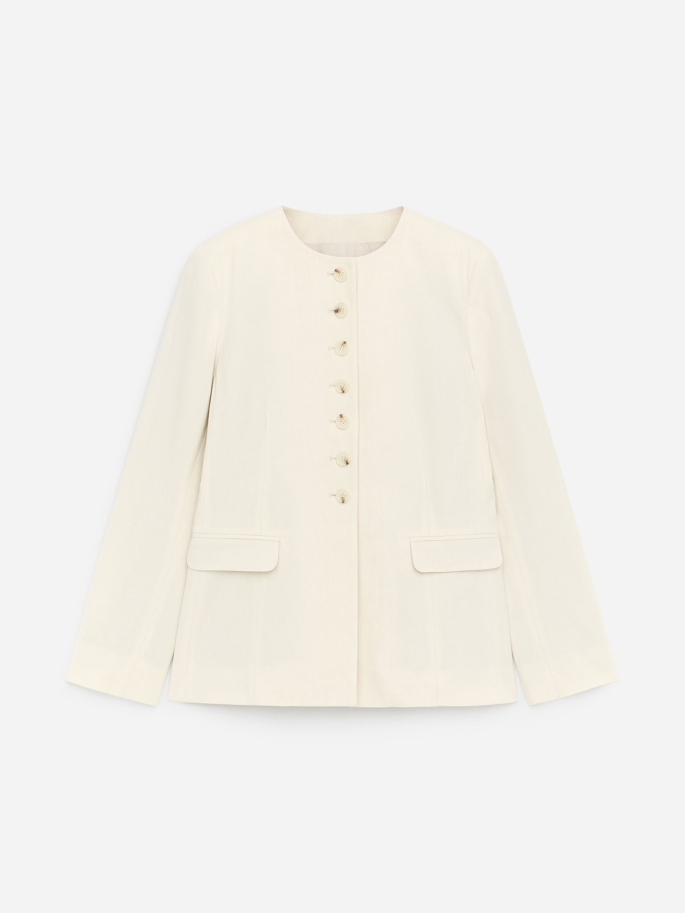 Blazer en mezcla de lino - Blanco roto/Negro/Marrón oscuro