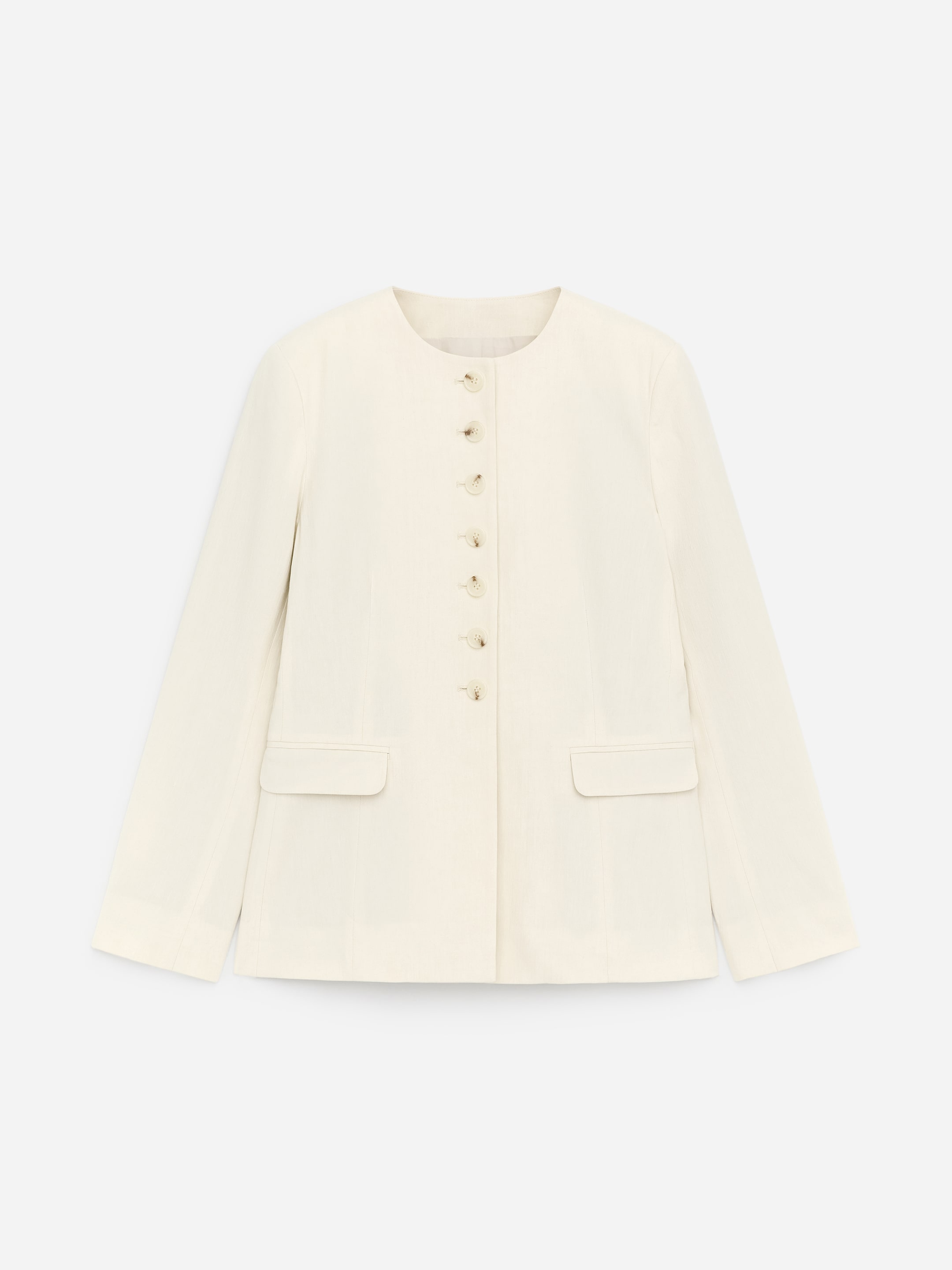 Linen-Blend Blazer - Off White - Slim fit - Women - StillMedia/DescriptiveStillLife - 1