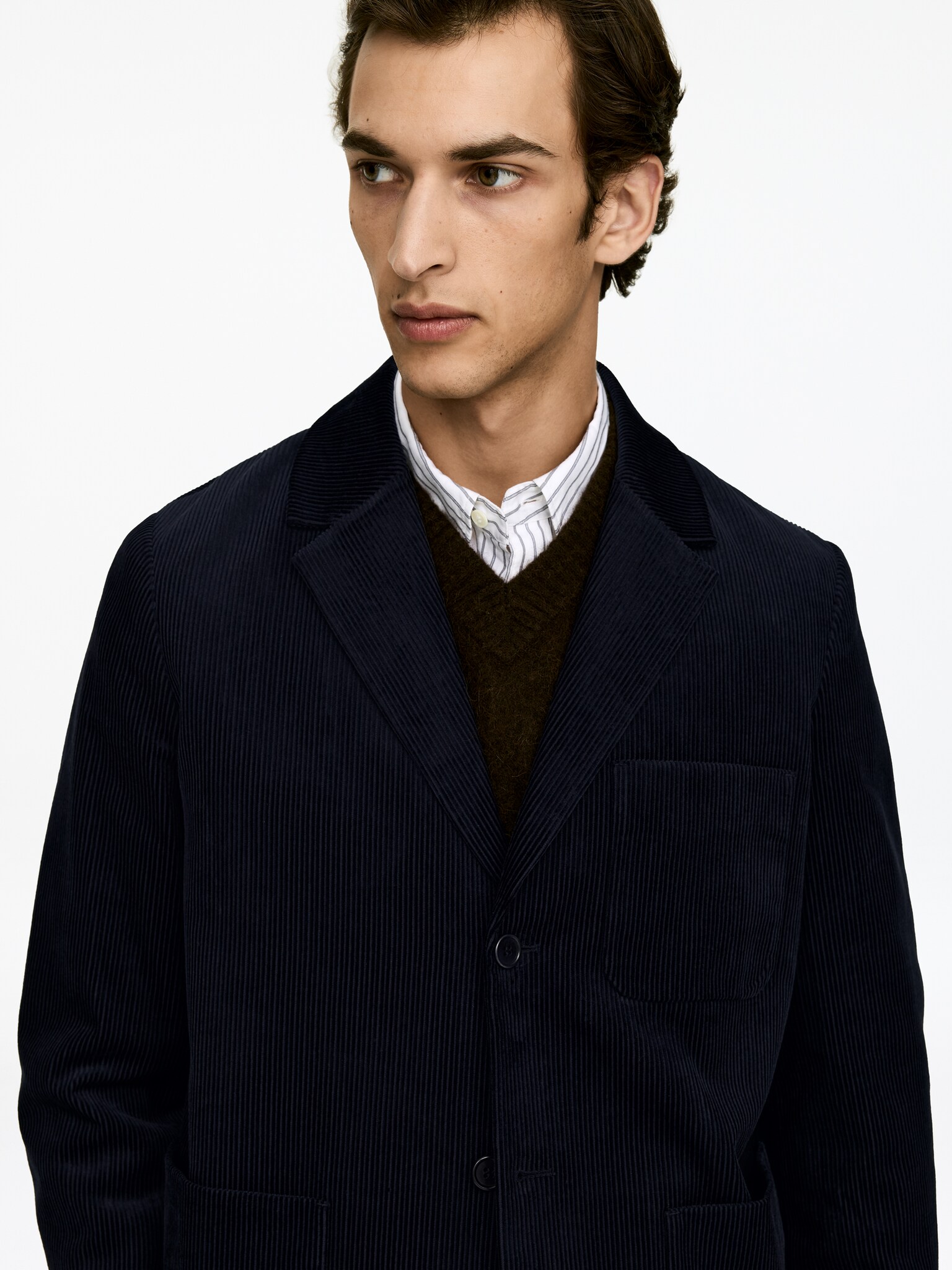 Blazer en velours - Bleu foncé - 5