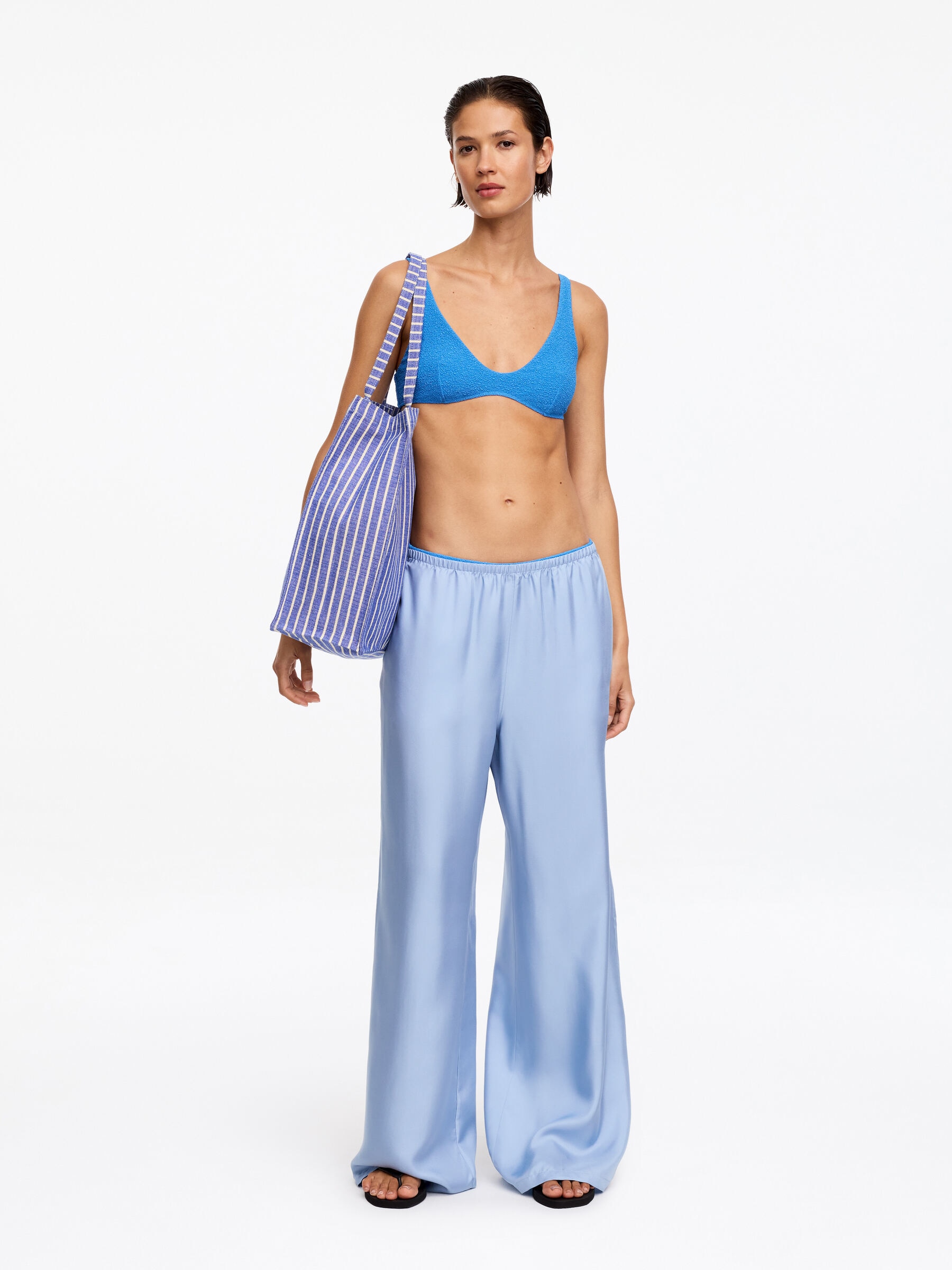 V-Neck Bikini Top-#4C72AD-19209