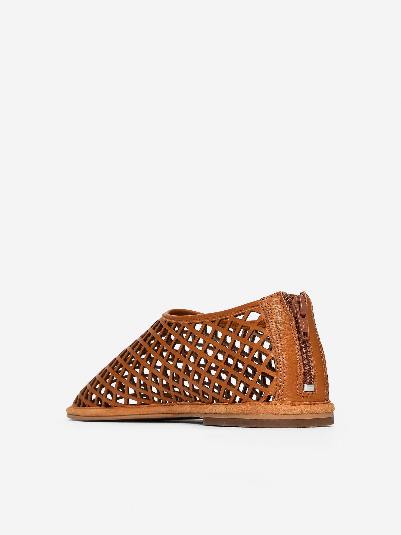 Chaussures ajourées plates en cuir - Orange - 6