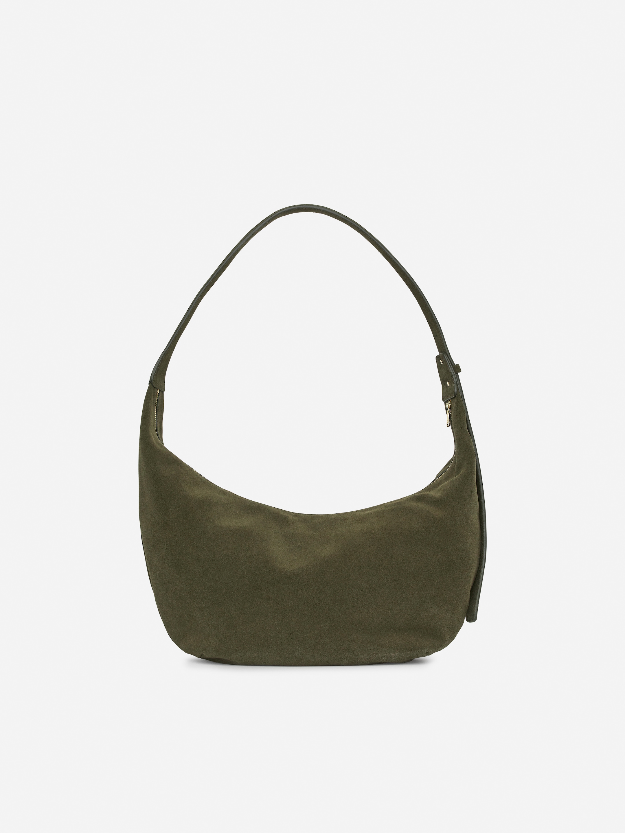 Borsa curva in pelle crosta scamosciata - Verde kaki - Women - StillMedia/DescriptiveStillLife - 1
