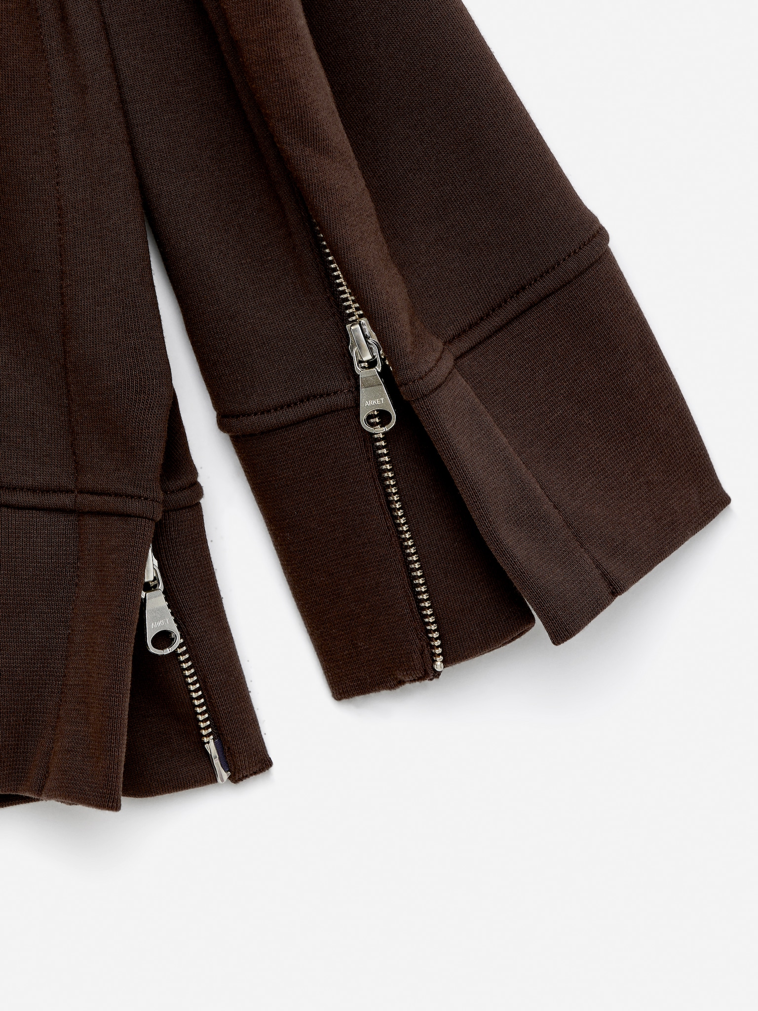 Zip-Detail Sweatshirt - Dark Brown - 6