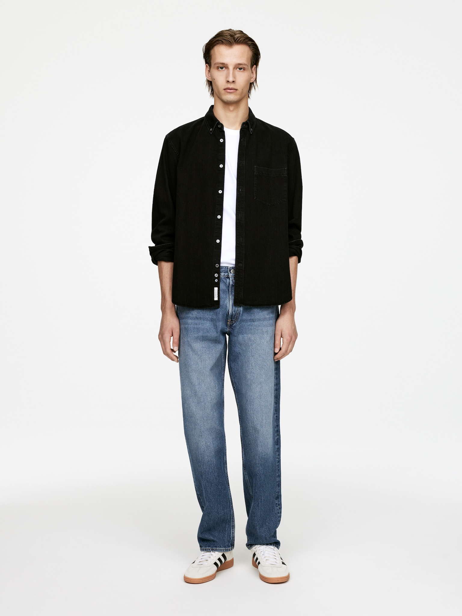 OCEAN Loose Straight Jeans - Mid Blue/Dark Blue/Black/Blue/Dark Blue/Ecru/Blue