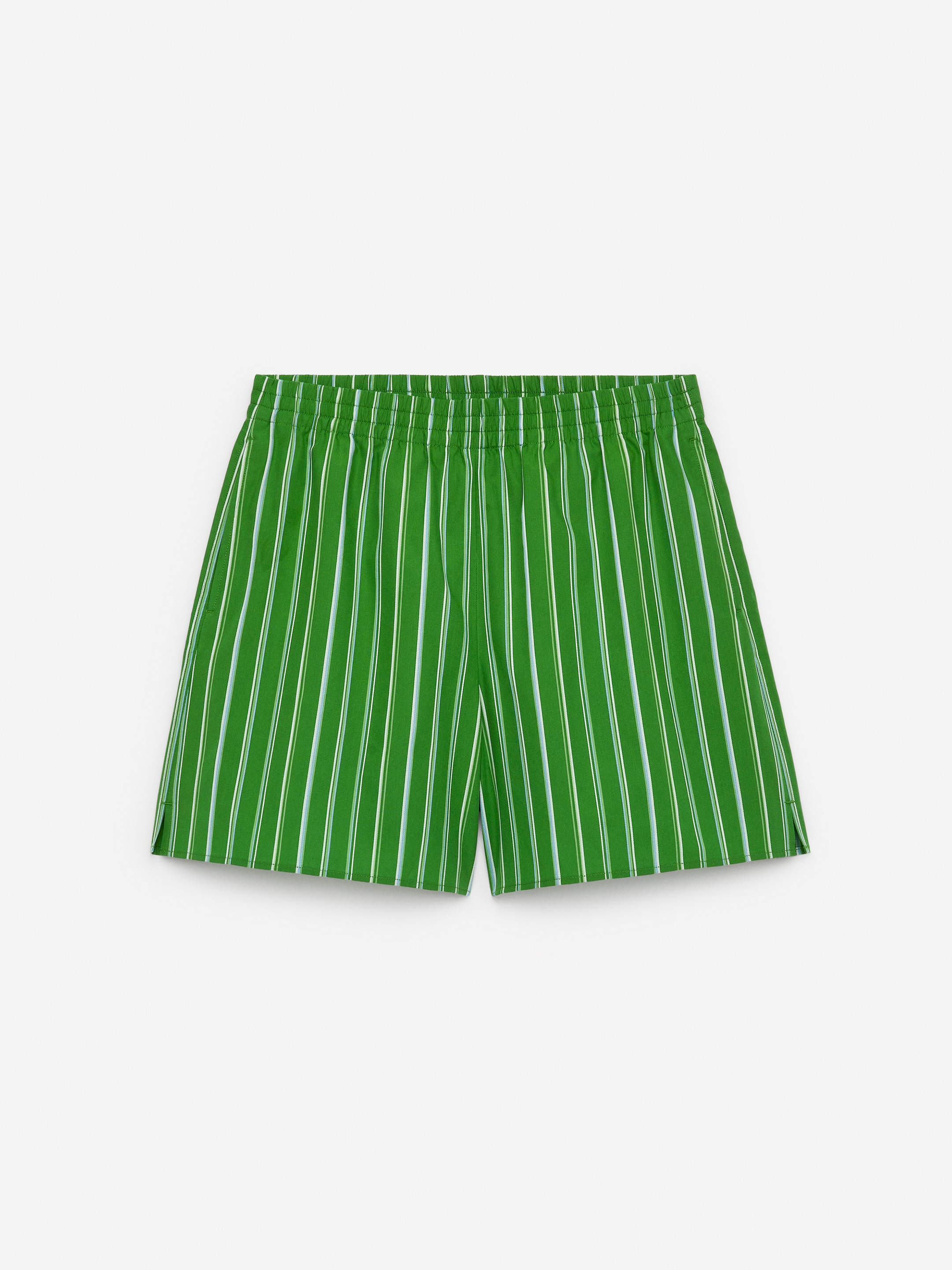 Relaxed Cotton Shorts - Green/Striped - Relaxed fit - Women - StillMedia/DescriptiveStillLife - 3