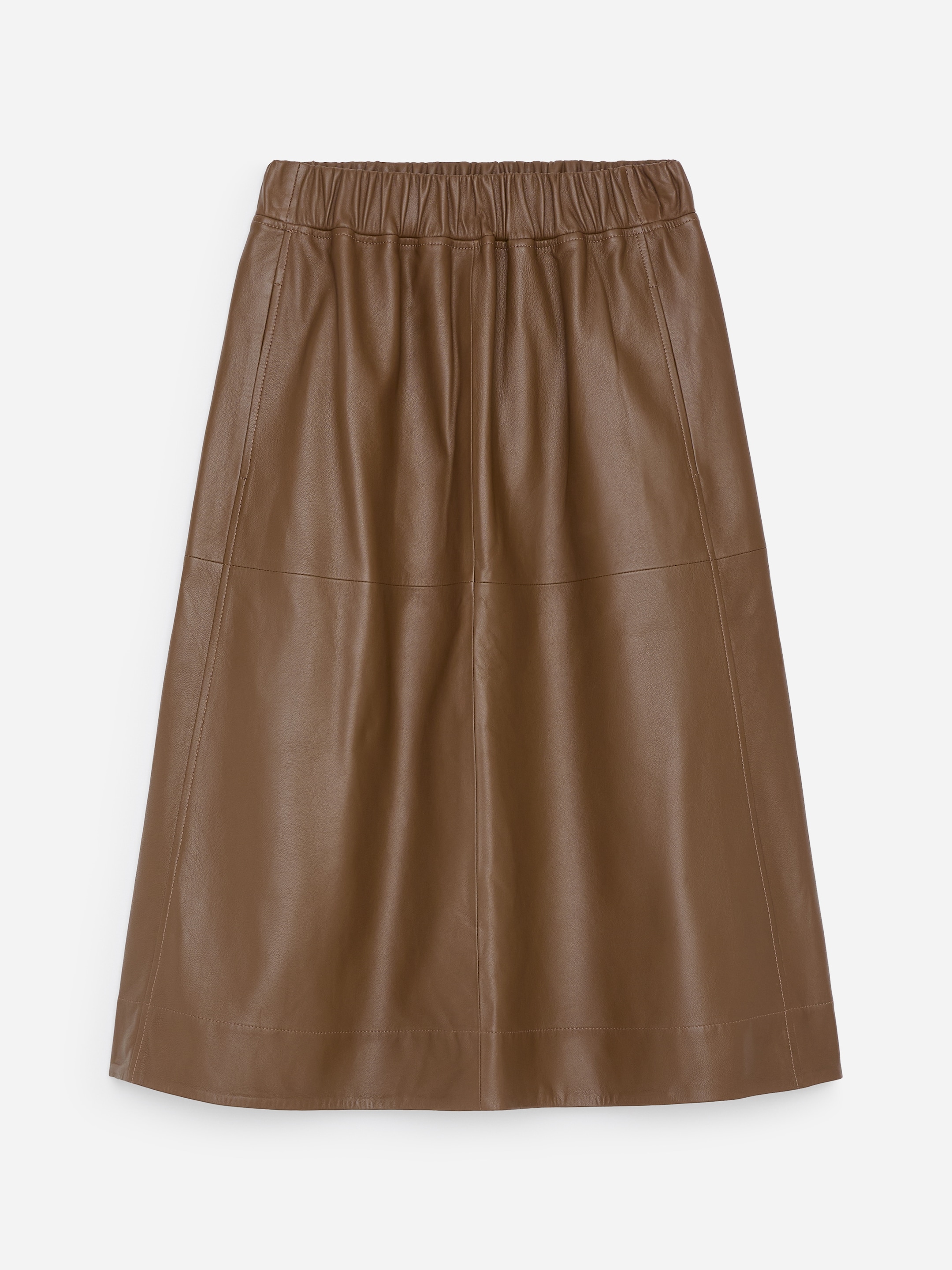 Pull-on Leather Skirt - Brown - Regular fit - women - StillMedia/DescriptiveStillLife - 1
