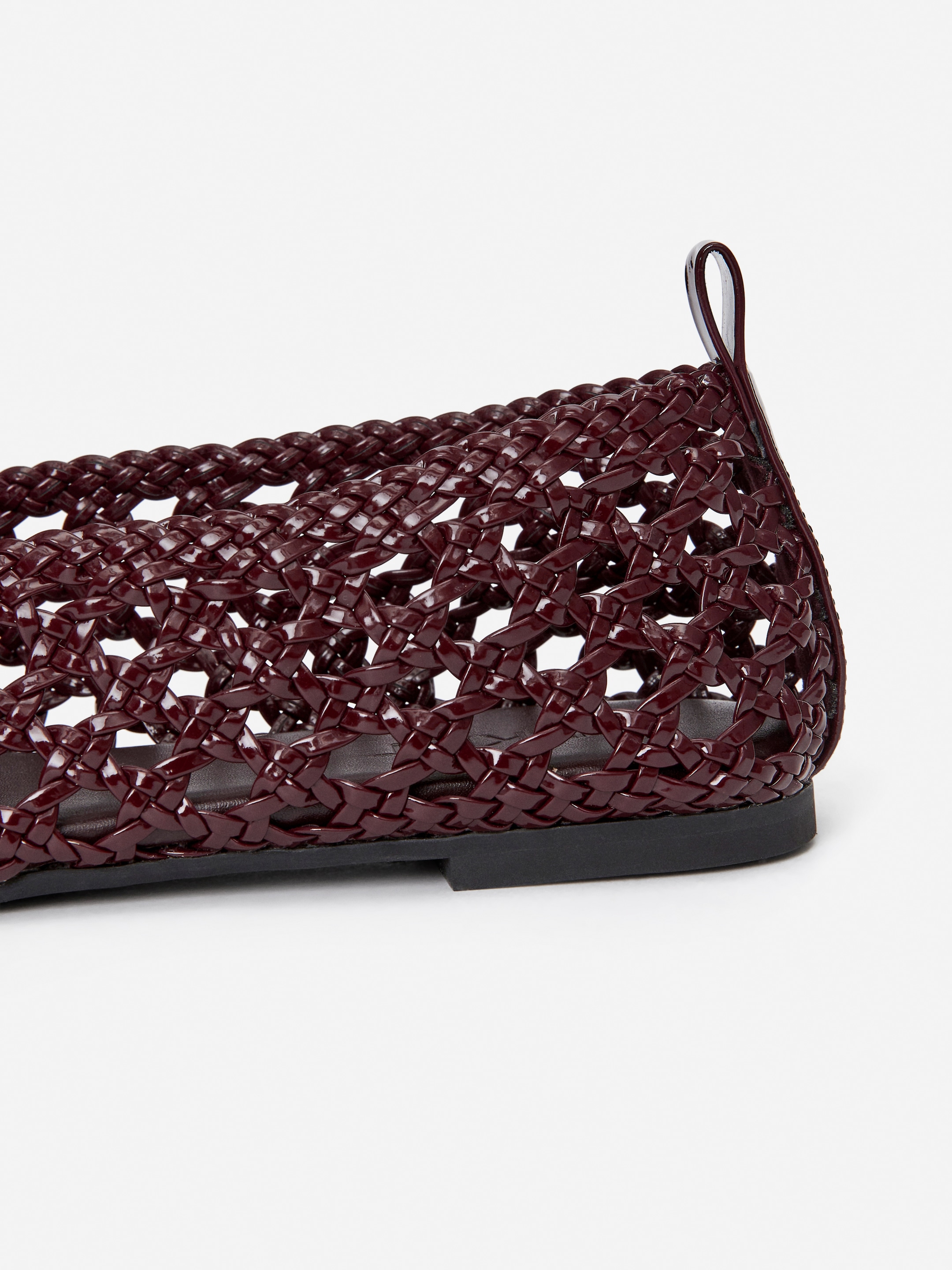 Woven Leather Flats - Dark Red - Women - StillMedia/DescriptiveDetail - 3