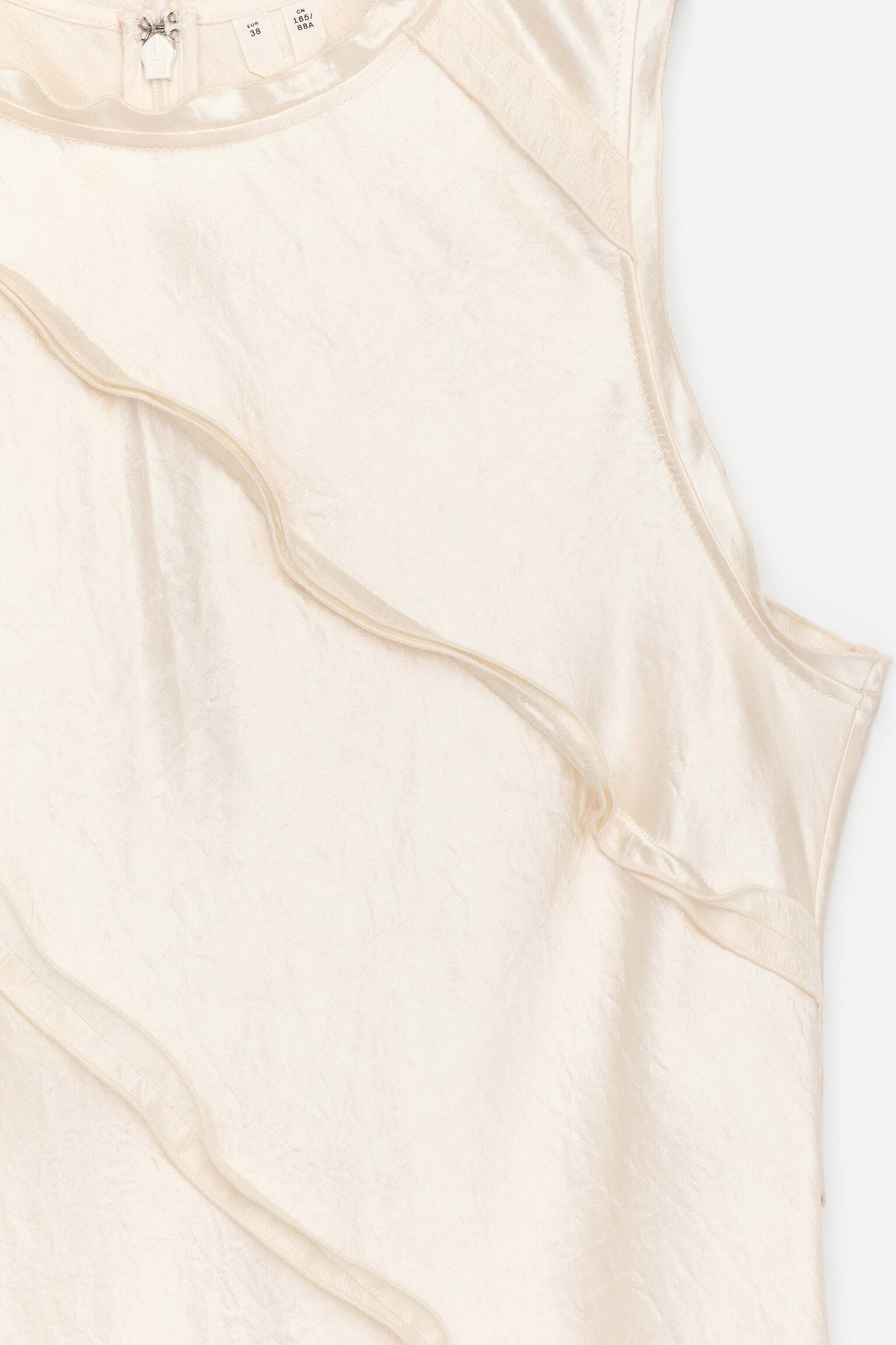 Volangkjole i sateng - Offwhite/Dark Blue - 3