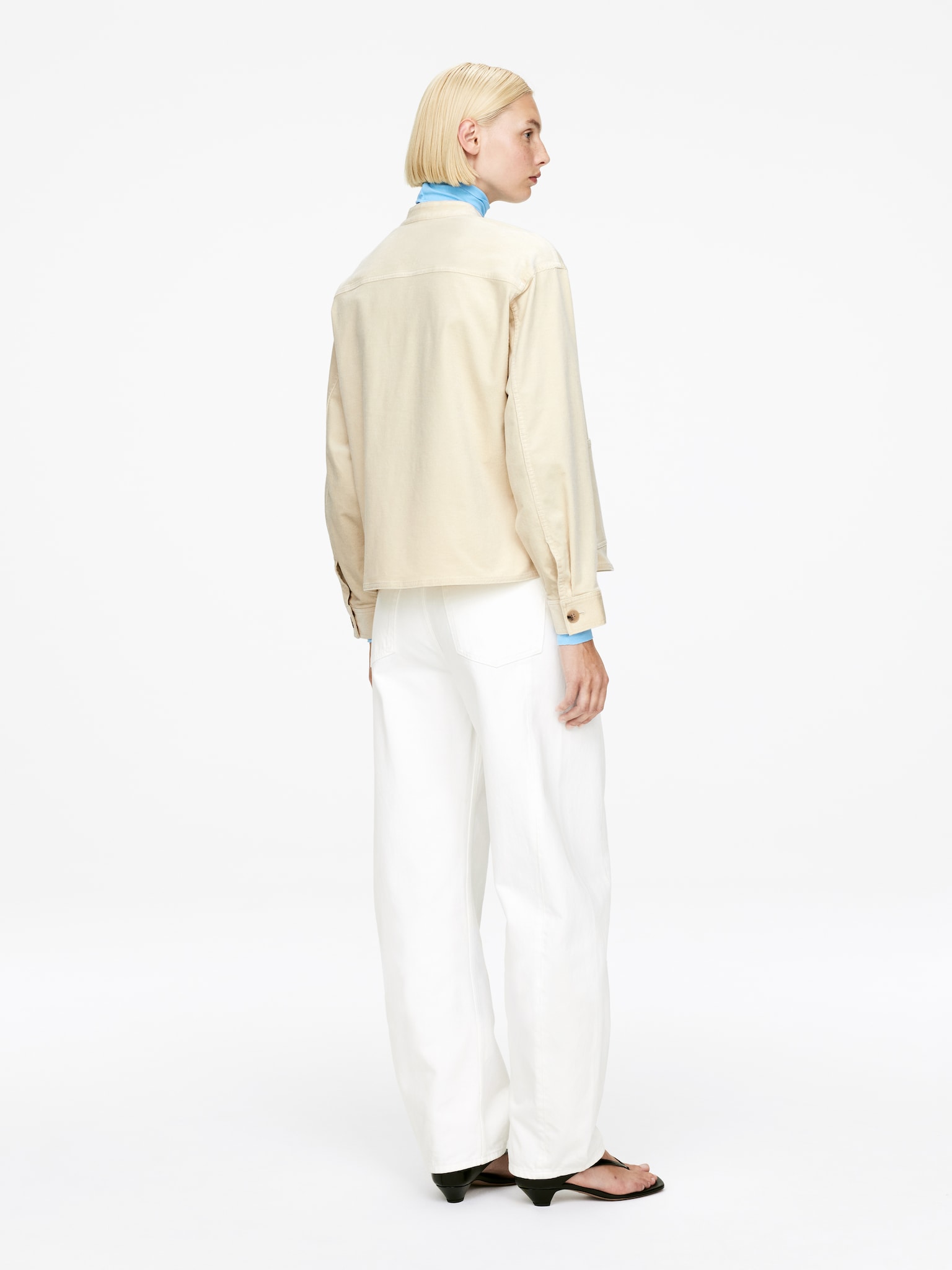 Corduroy Overshirt - Light Beige/Dark Blue - 3
