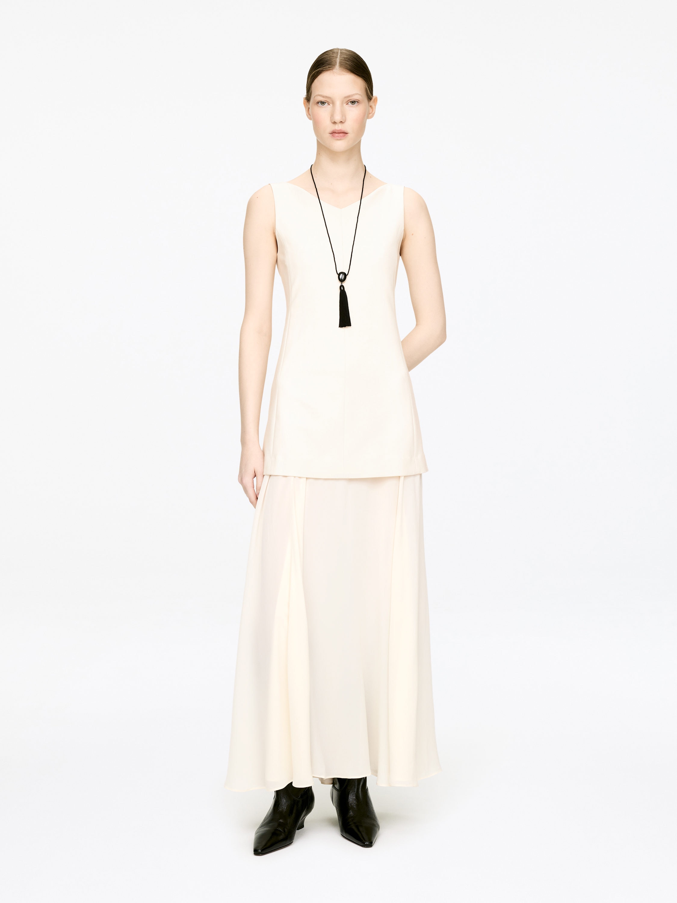 Drop-Waist Dress - Light Beige - Slim fit - Women - StillMedia/Lookbook - 5